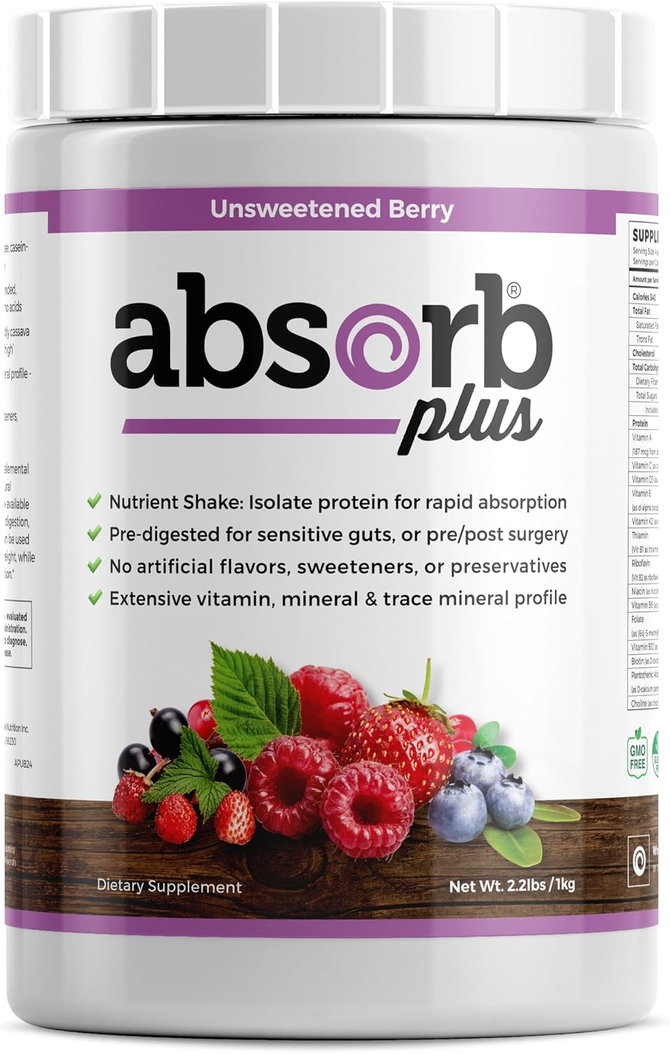 Isolate Protein - Diet Supplement for Improved Gut Health, Extra Nutritional Support, Non-GMO, Gluten-Free, Lactose-Free, Casein-Free (2.2 Lbs, Simply Vanilla)