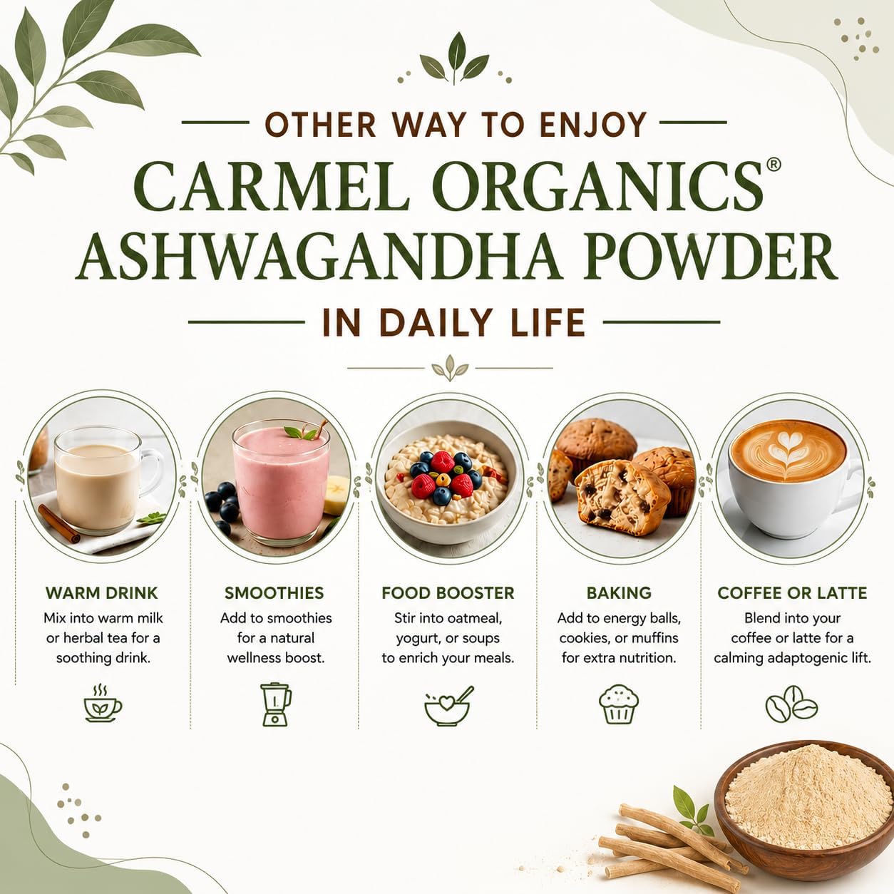 CARMEL ORGANICS Organic Ashwagandha Root Powder 8 Ounce