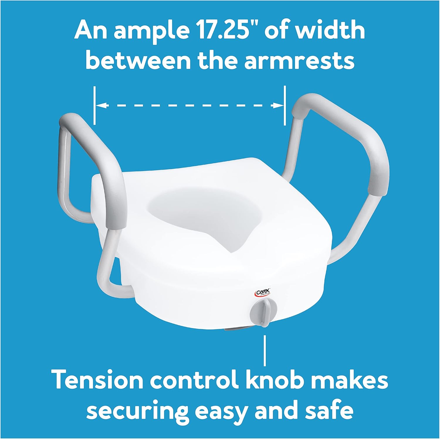 Carex E-Z Lock Toilet Seat and Safety Frame Combo Pack, 5-Inch Height Lift Seat Riser for Elderly and Handicap