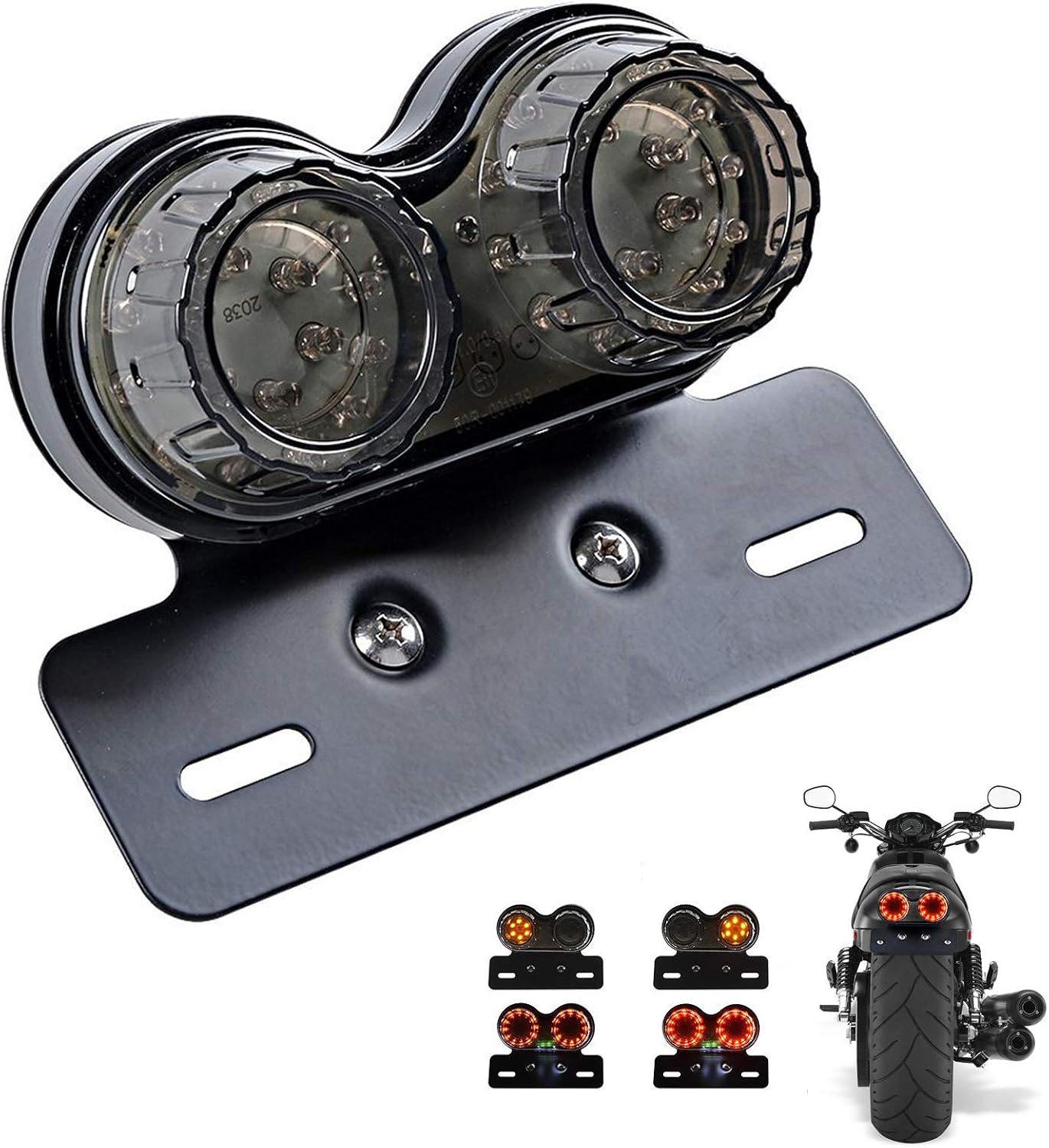 ANKIA 40-LED 40W Motorcycle Tail Light Integrated Running Lamp | Brake&Turn Signal Light with License Plate Bracket for Harly Motorcycle Street Bike Cruiser Chopper (Black)