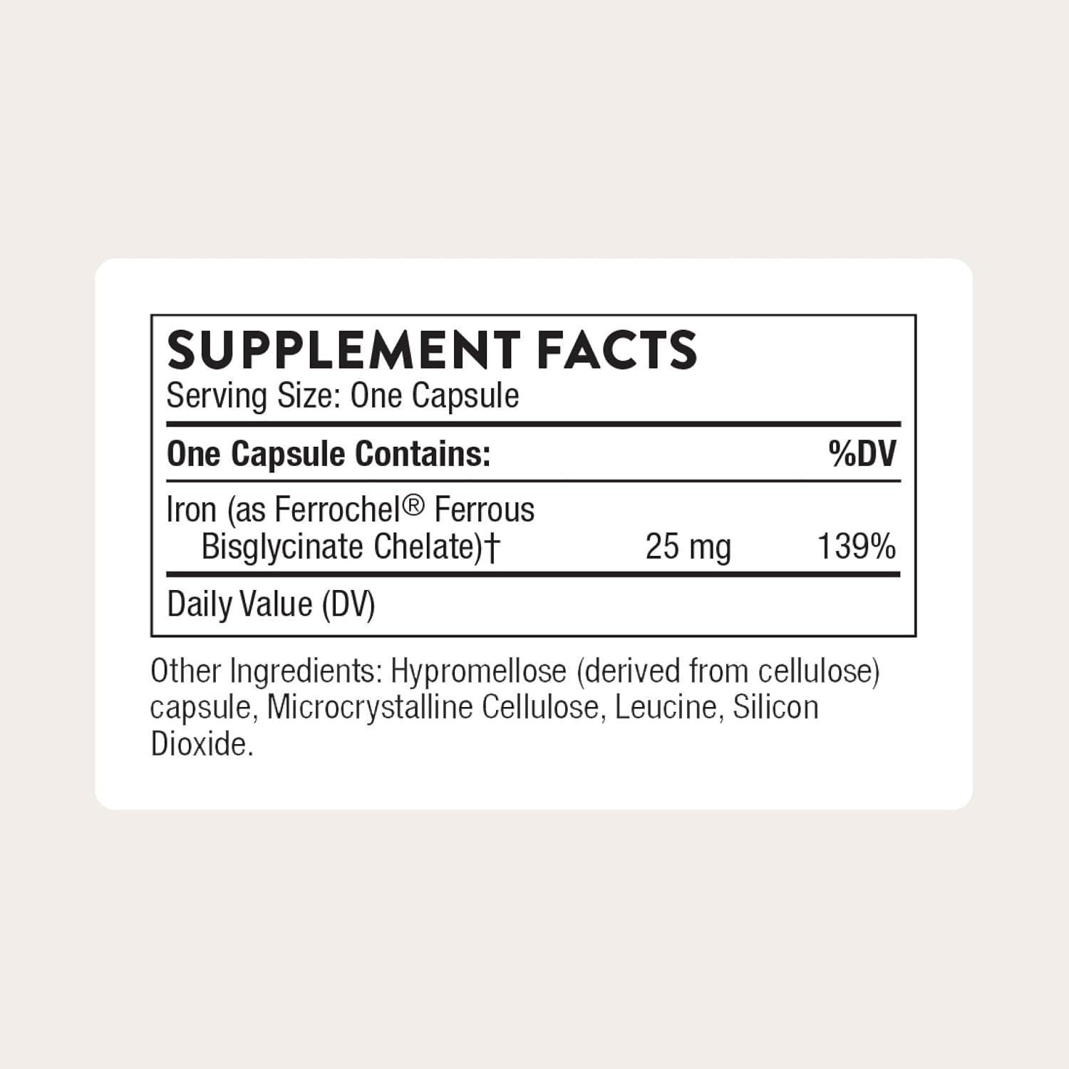 THORNE Iron Bisglycinate, 25 mg Iron Supplement, 60 Capsules | Enhanced Absorption Without Gastrointestinal Side Effects*, Chelated Iron Capsules