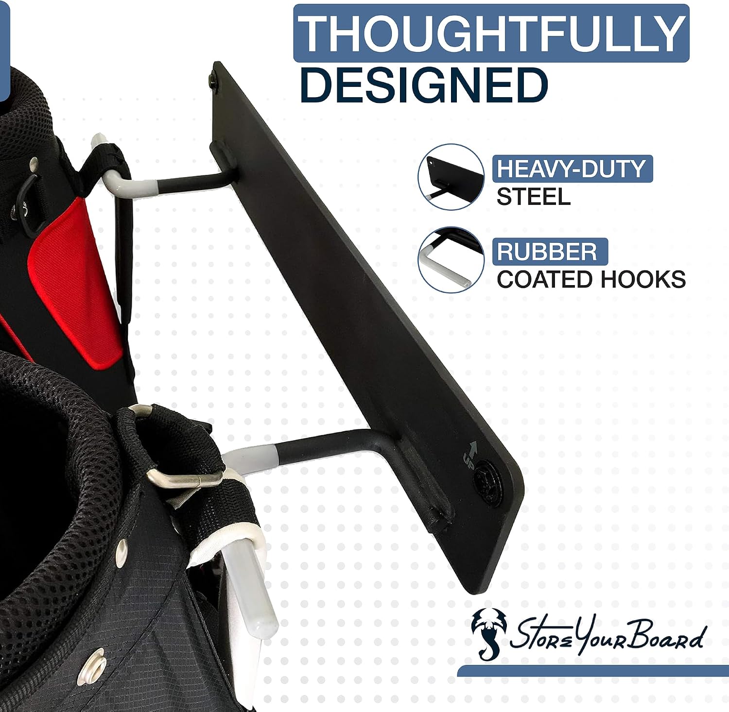 StoreYourBoard BLAT 4 Golf Bag Wall Mount | Home & Garage Storage Hooks | Golf Bag Holder | Heavy-Duty Wall Mount Organizer for Golf Bags & Accessories