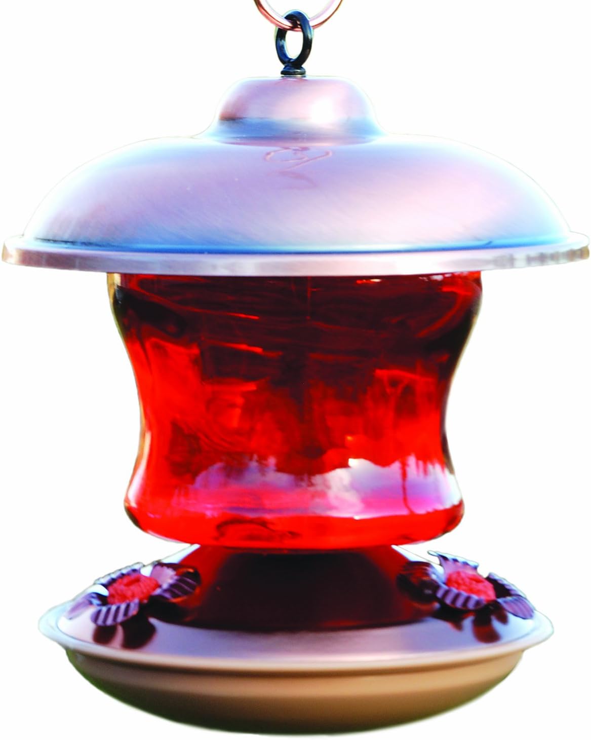 Woodlink Coppertop Hummingbird Feeder - Ruby Glass & Brushed Copper