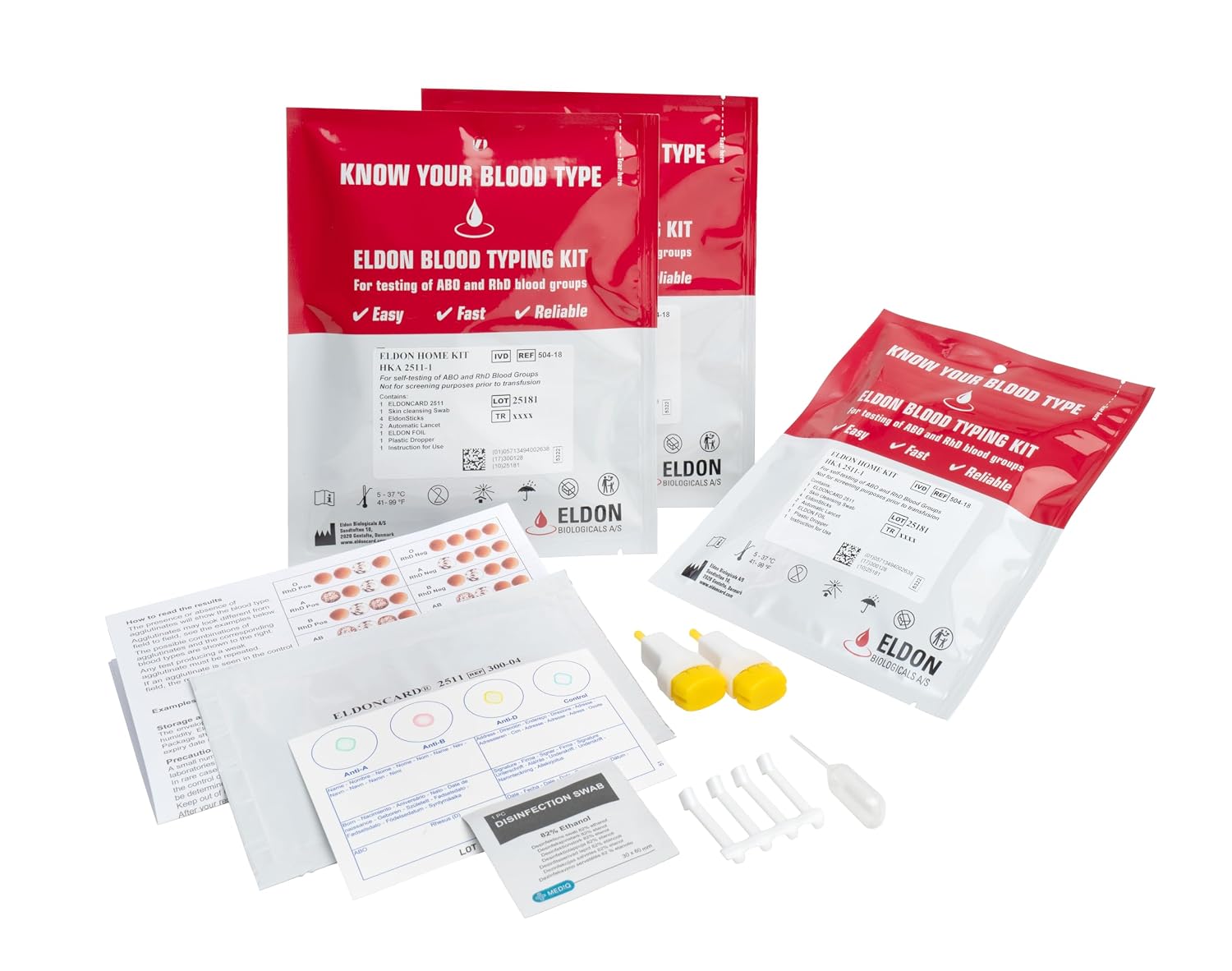 Eldoncard Blood Typing Kit, 3 Test Pack, Know Your Blood Type, Accurate Instant Home Testing, Determine A, O, B