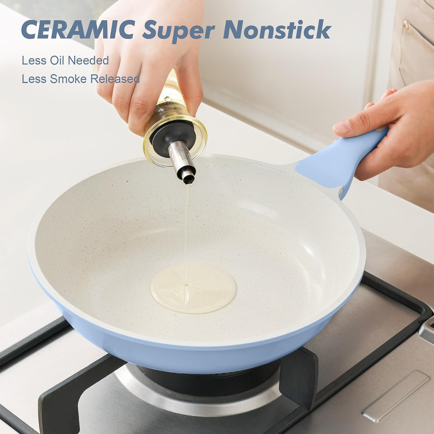 SENSARTE Nonstick Frying Pan Skillet, Swiss Granite Coating Omelette Pan, Healthy Stone Cookware Chef's Pan