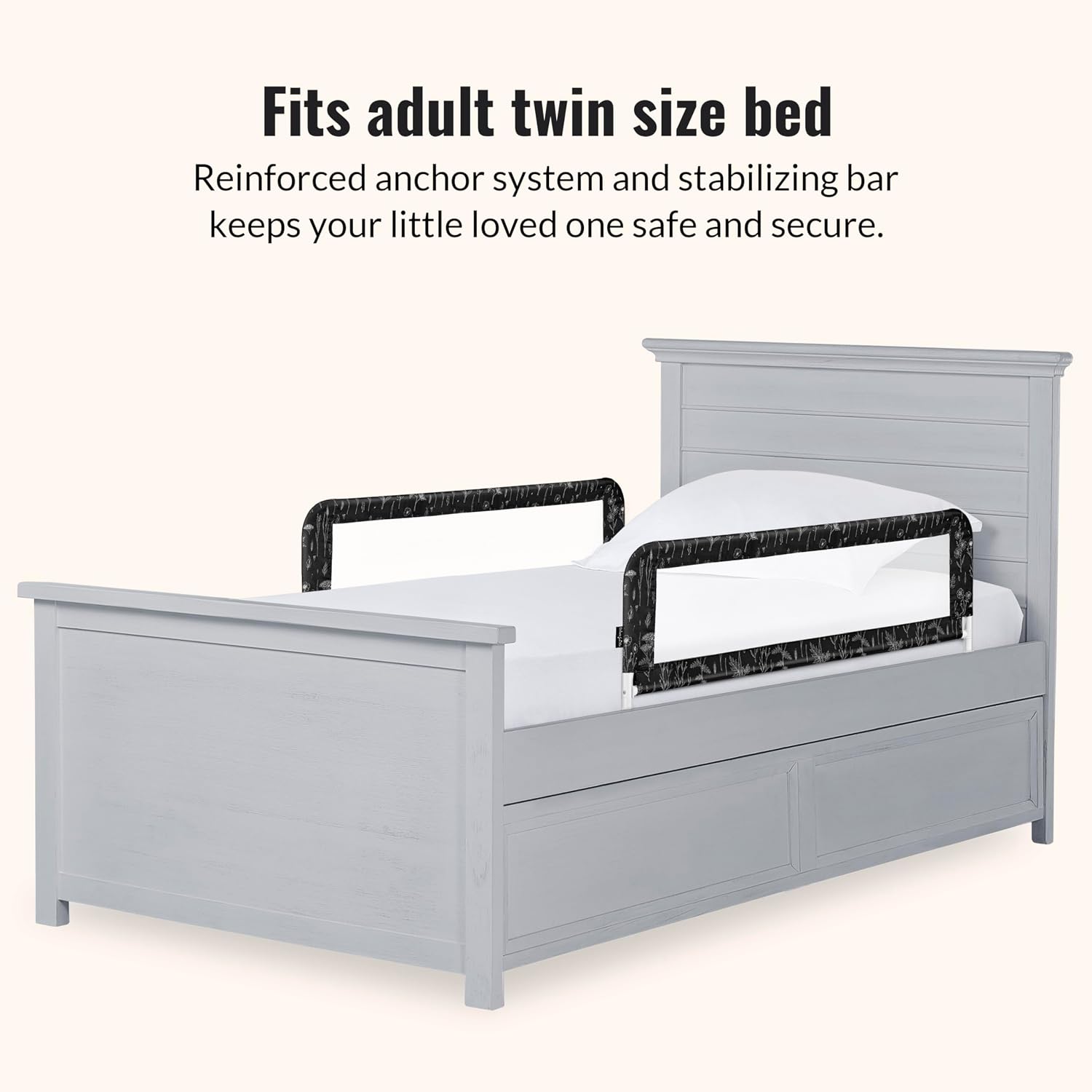 Dream On Me Lightweight Mesh Security Adjustable Bed Rail Double Pack with Breathable Mesh Fabric in White, 2 Count (Pack of 1)