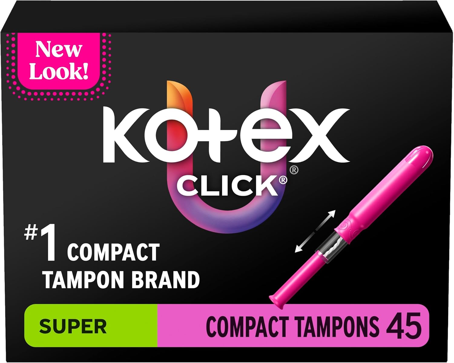 U by Kotex Click Compact Tampons, Super, Unscented, 45 Count