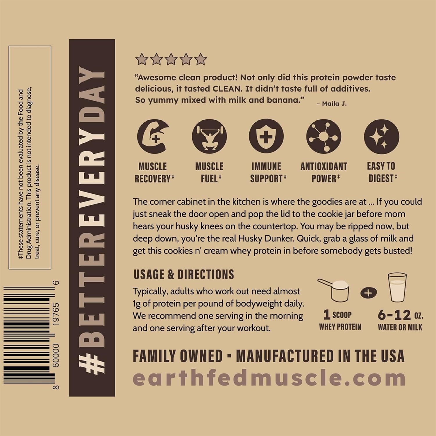 Earth Fed Muscle Whey Back Vanilla Irish Grass Fed Whey Protein Isolate | 25g protein per scoop, Third-Party Certified. Smooth vanilla, zero artificial sweeteners. Cold-processed in Ireland.