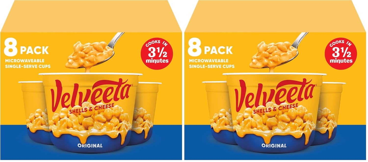 Velveeta Shells and Cheese Mac and Cheese Dinner, 8 Cups, Original, 2.39 oz | for Easy Snacks or Dinner Sides MADE WITH REAL CHEESE