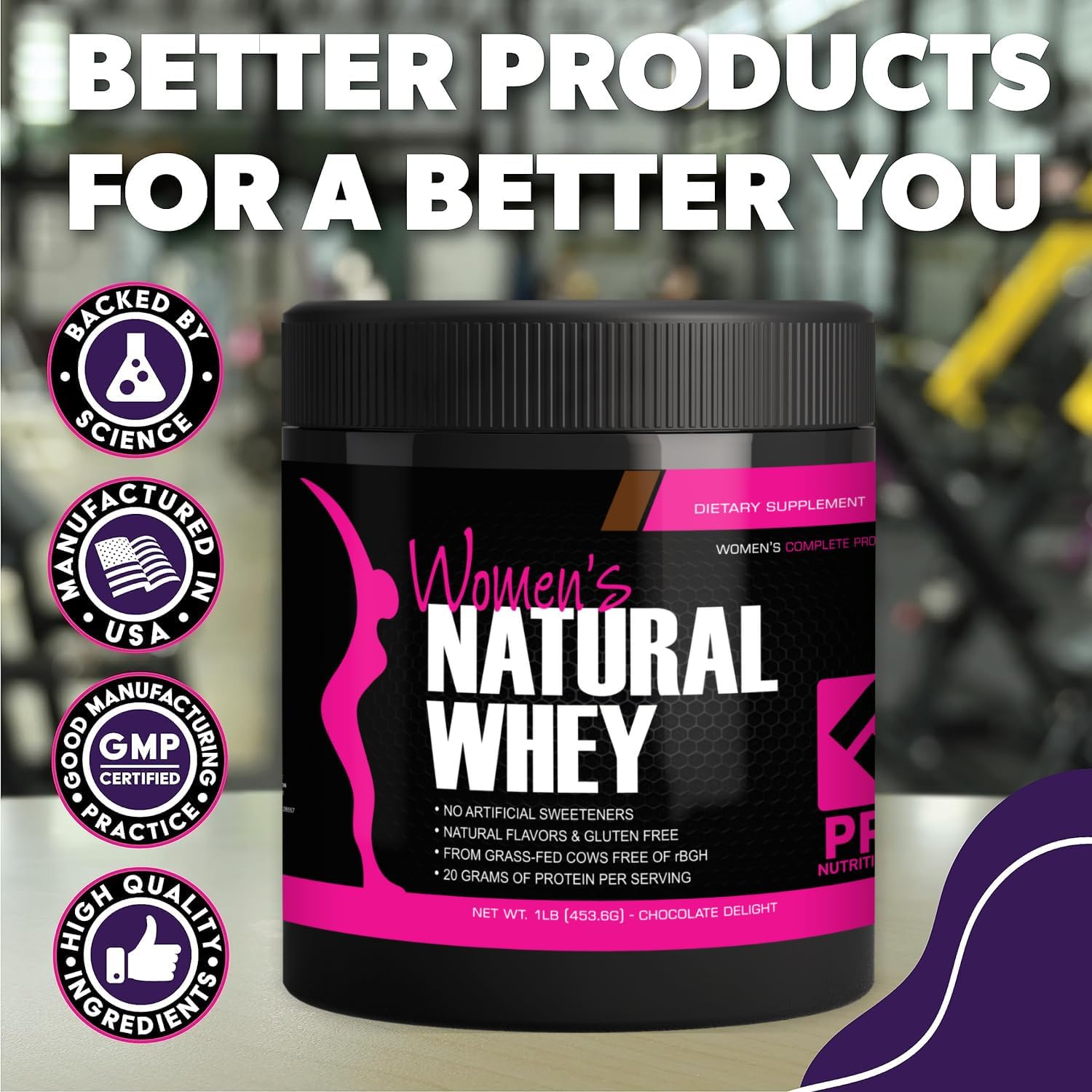 Whey Protein Powder for Women - Supports Lean Muscle Mass - Low Carb - Gluten Free - Grass Fed and Rbgh Hormone Free Whey Protein Chocolate Powder