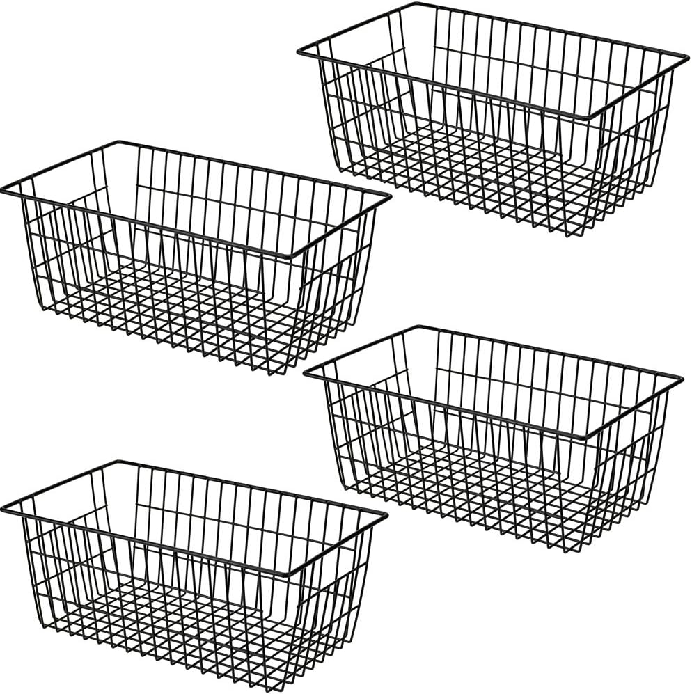 SANNO 15.7" Freezer Baskets Wire Storage Baskets Bin Organizer Food, Kitchen, Basket Organizers Bins for Home, Bathroom, Closet Organization, white