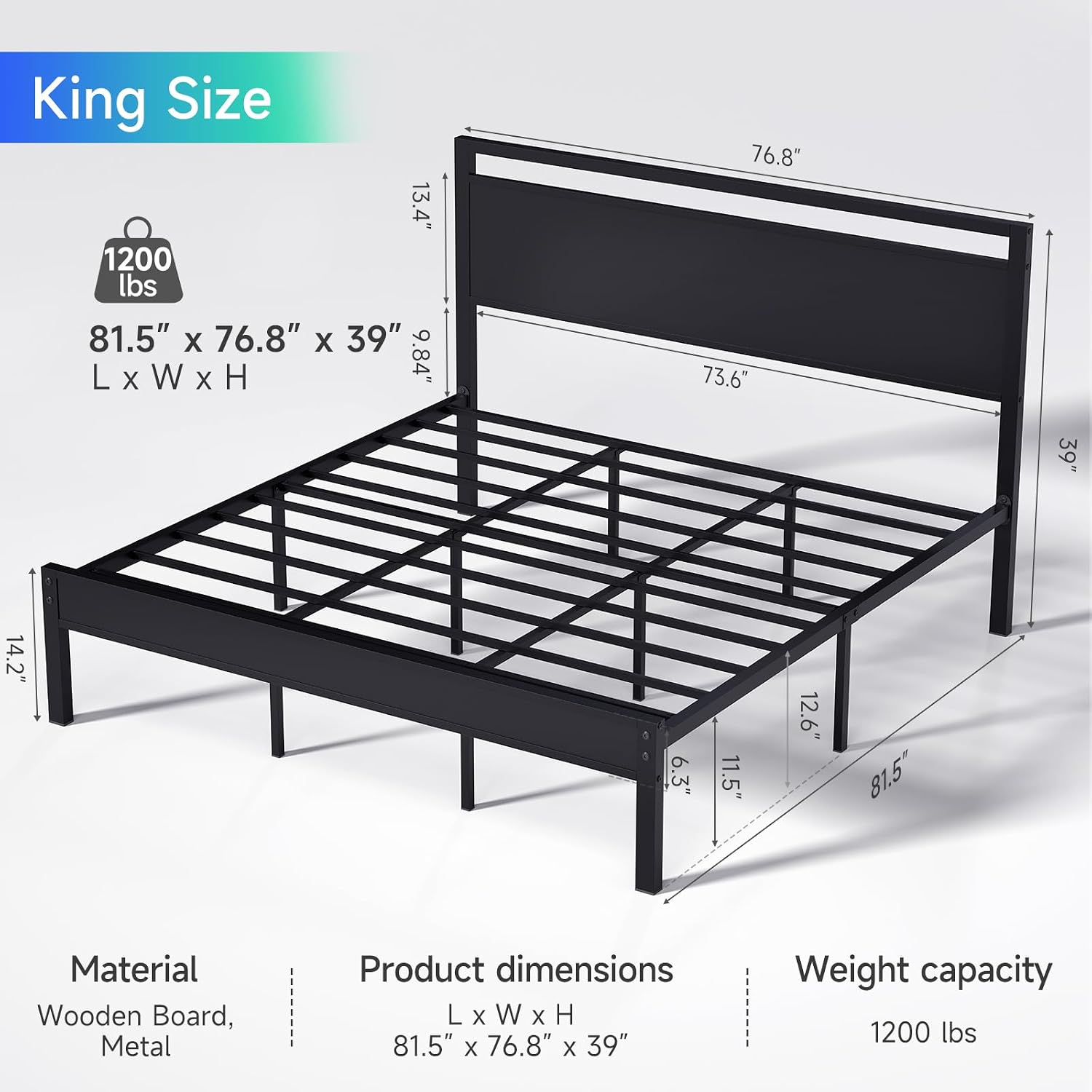 Z-hom Easy Assembly Queen Bed Frame & Headboard Footboard,Underbed Storage | Sturdy Metal Structure,Silent Anti-Slip Support,Under Bed Storage Space,No Box Spring Needed,Modern Bedroom Furniture