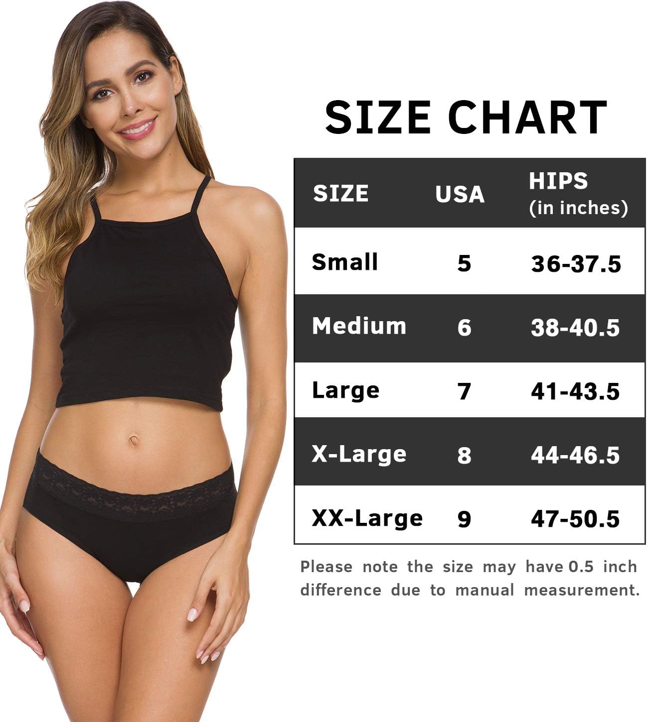 Hipster Panties for Women Underwear Lace Bikini Hip-huggers Panties 5 Pack