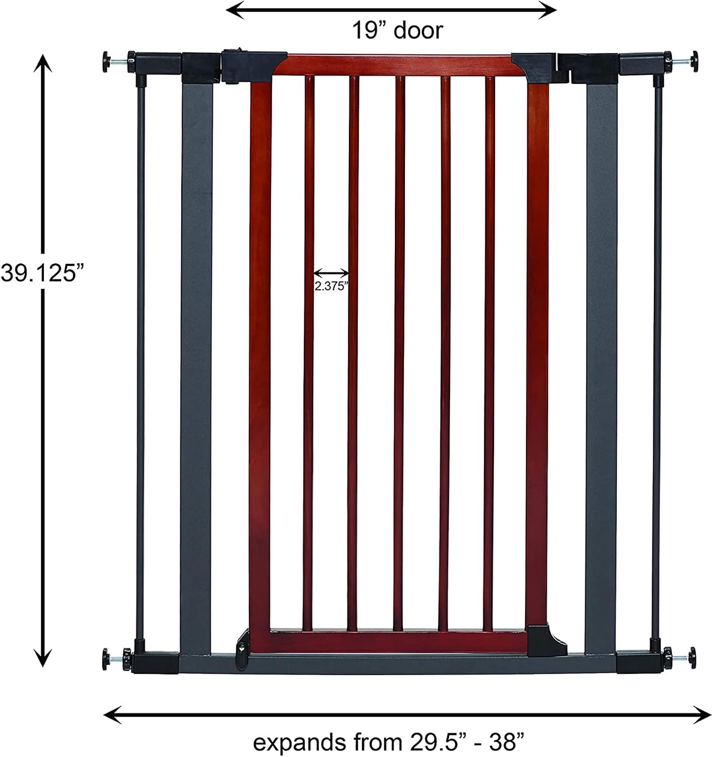 Midwest Homes 39-Inch Steel Walk-Thru Dog Gate, Expands to 38" | Pressure Mounted, Expands 29.5"- 38" Wide, Auto-Close Door, Spring-Loaded Latch, Includes Two 3" Extensions