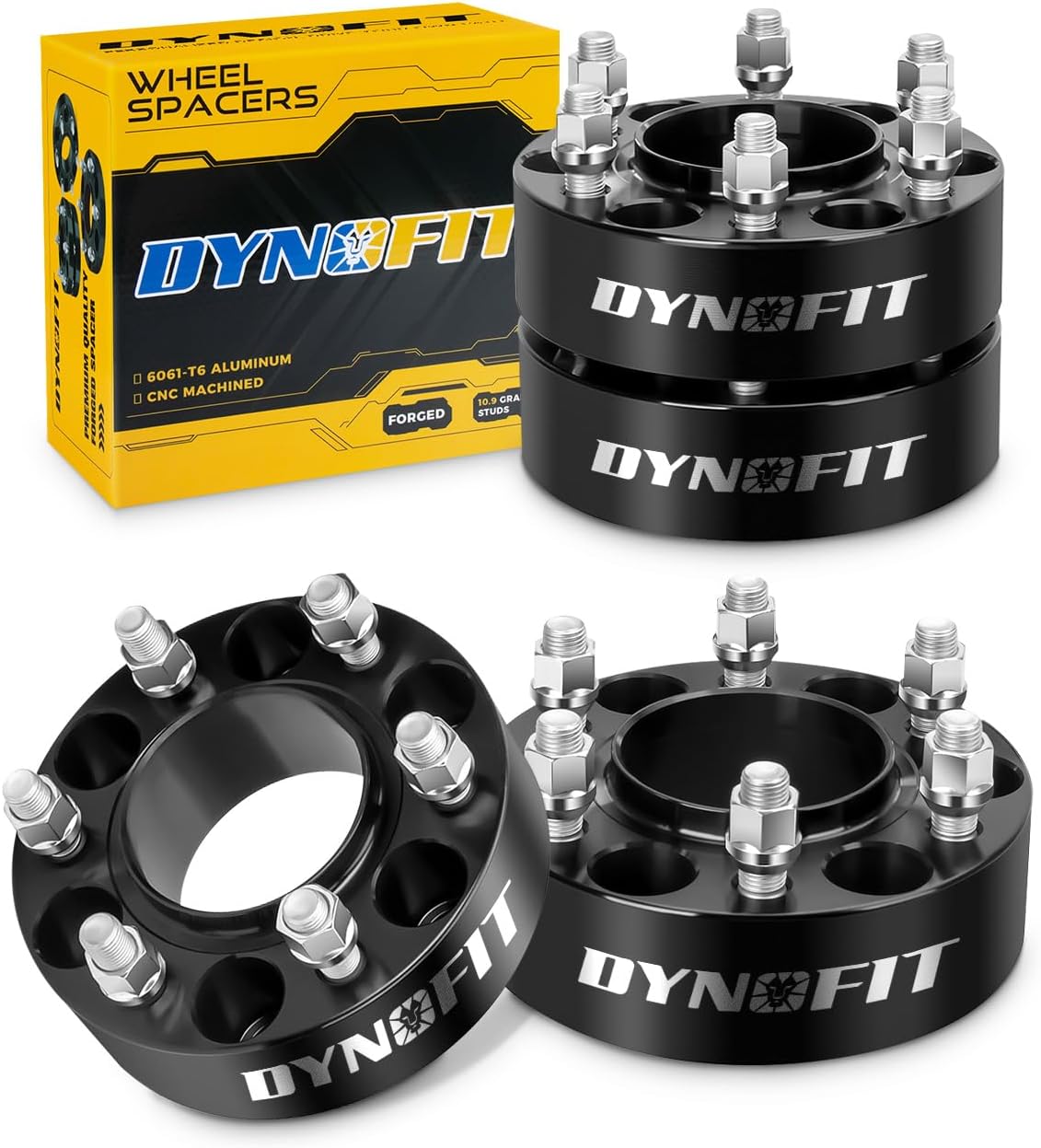 Dynofit 1.5in 6x135 Hub-Centric Wheel Spacers for F150, 87.1mm Hub Bore, M14x1.5 Thread, Forged 6-Lug Wheel Adapters for 2015-2026 Ford F-150