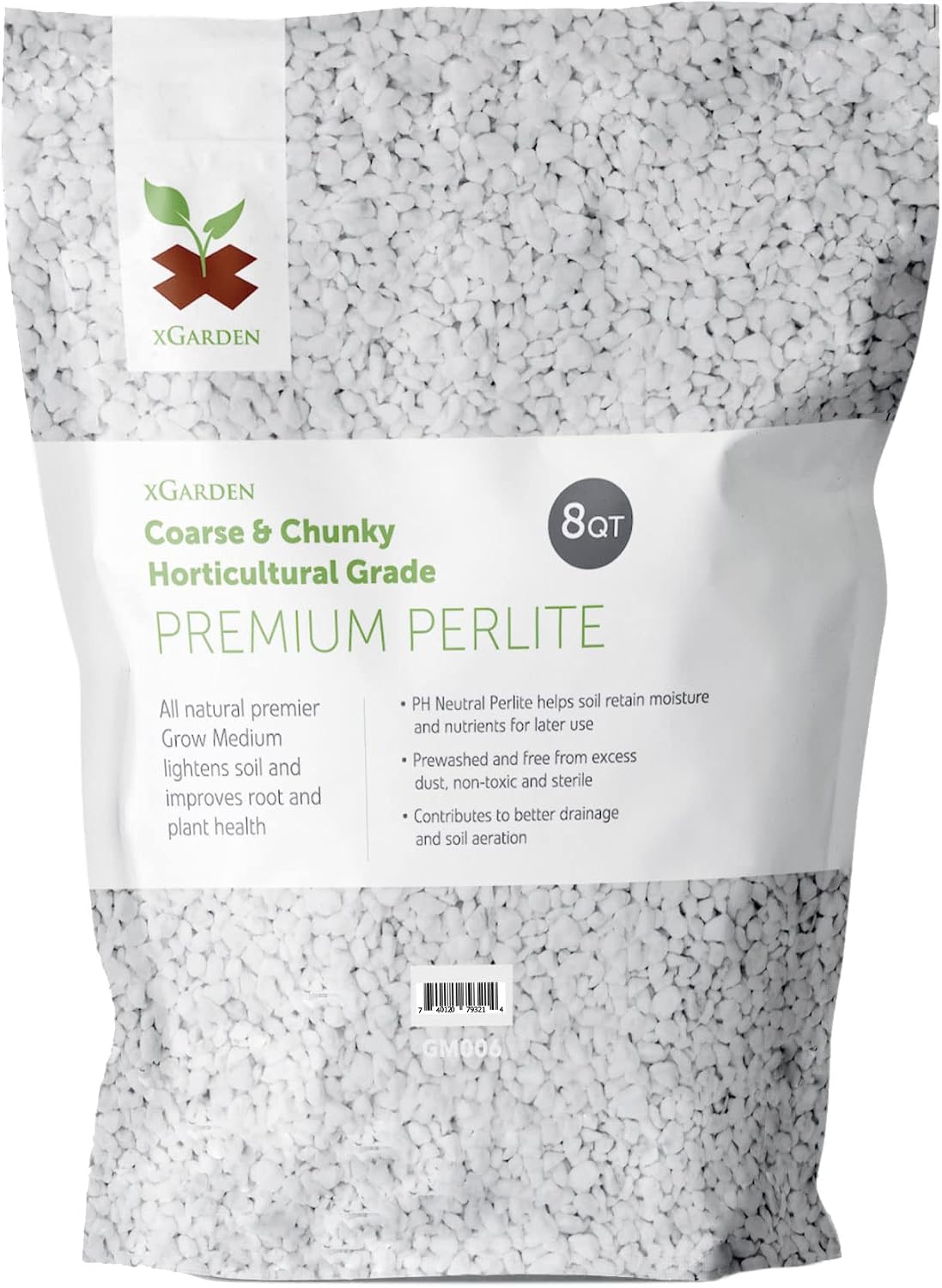 xGarden Horticultural Grade Perlite for Plants Indoor & Outdoor, Coarse & Chunky for House Plants, Gardening & Potting Mix, Organic Soil Amendment