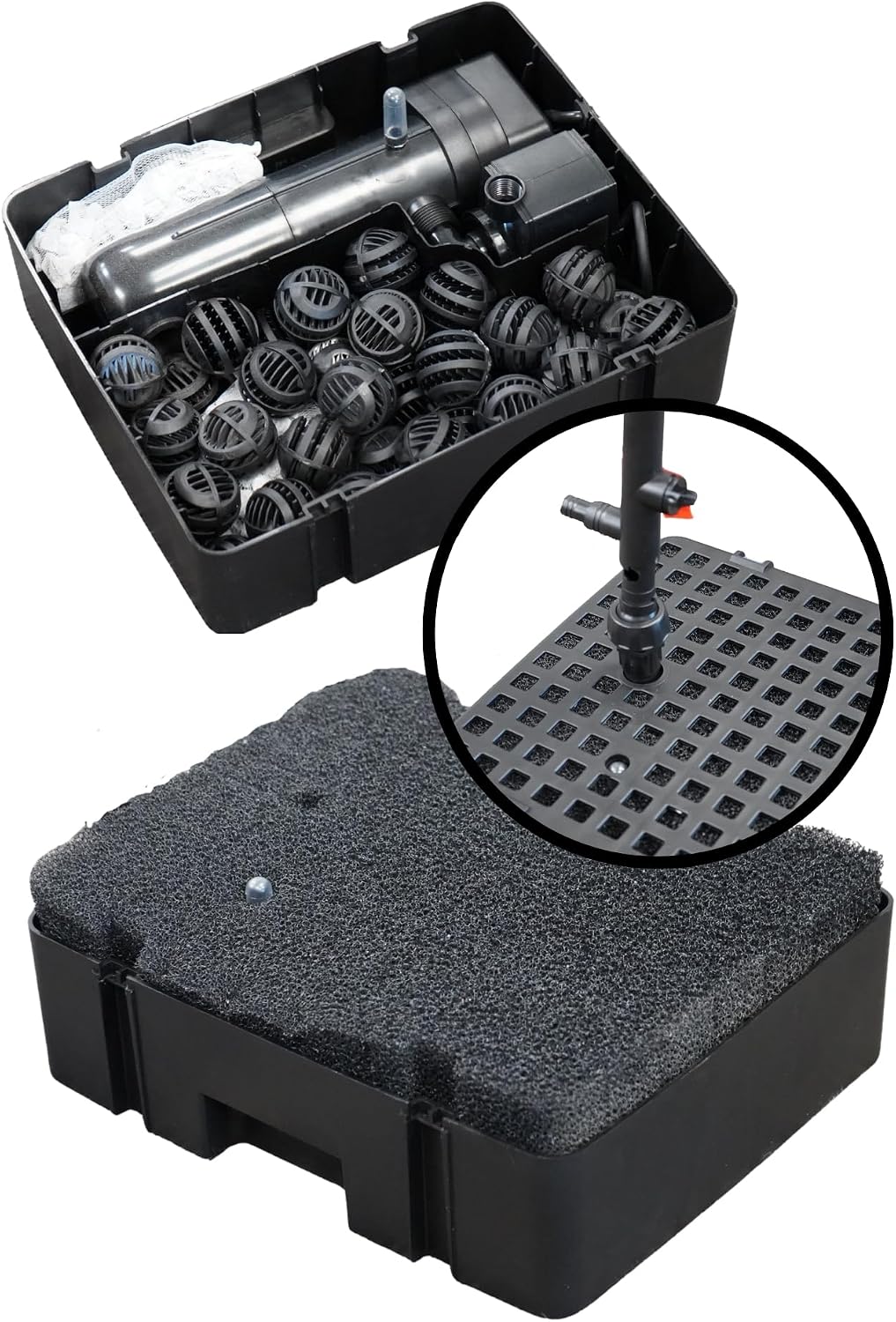 Sting Ray 1200 All-in-One Pond Filter with 525 GPH Pump, 9W UV & Fountain | 9W UV clarifier, 525 GPH pump, biological and mechanical filtration, adjustable fountain, built-in flow diverter
