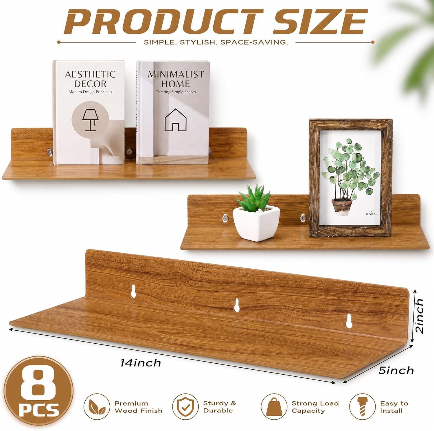 Blulu 8 Pcs Clear Acrylic Shelves 14 x 5 x 2 Inches Clear