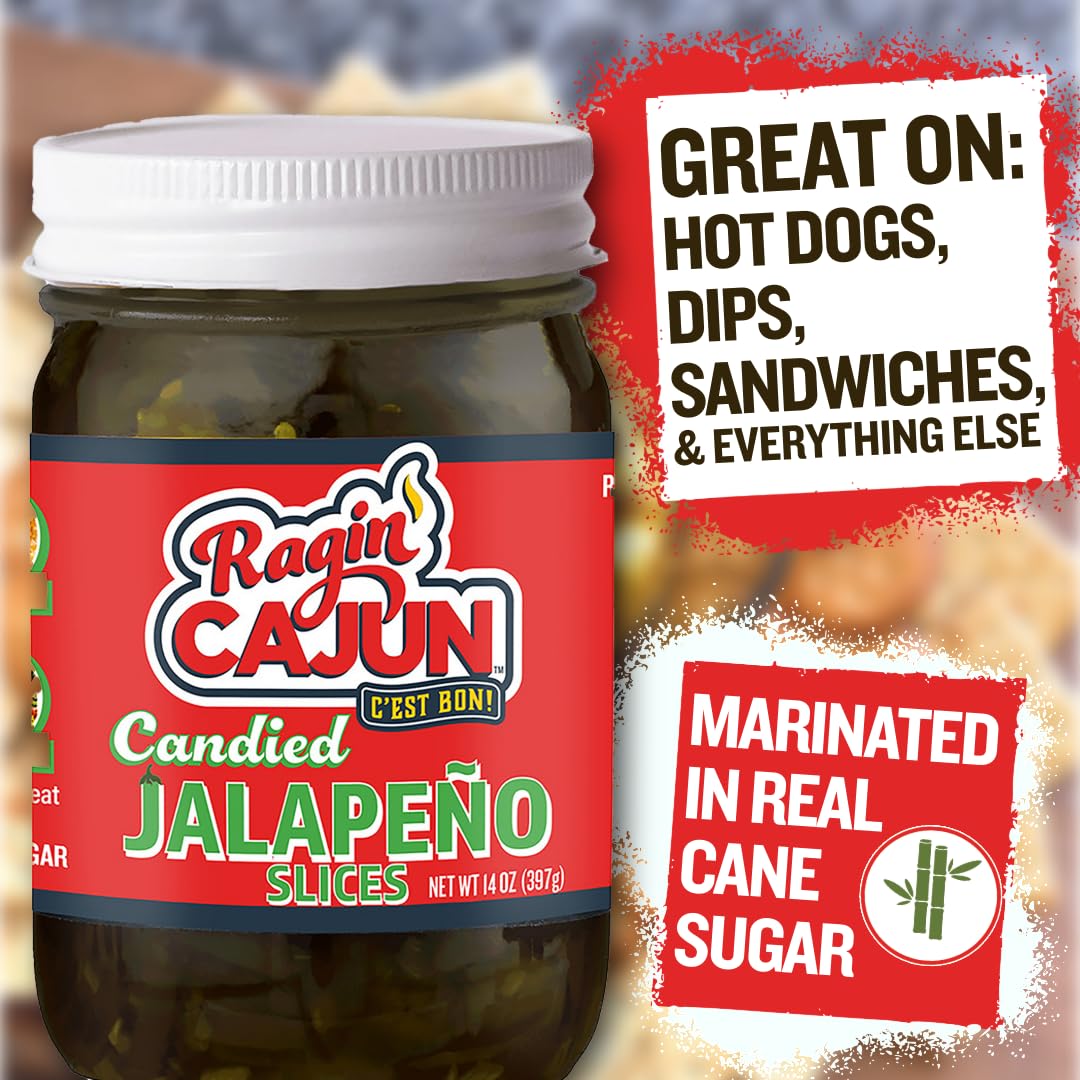 Ragin' Cajun Candied Jalapeno Slices, 12 fl oz - Pack of 2