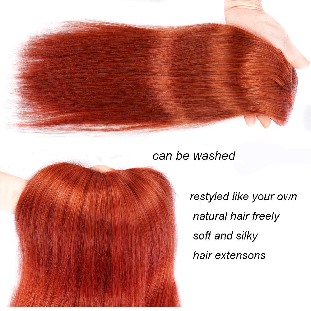 22" Clip in Human Hair Extensions Full Head 200g 10 Pieces 22 Clips Light Brown Double Weft Brazilian Real Remy Hair Extensions Thick Straight (22"