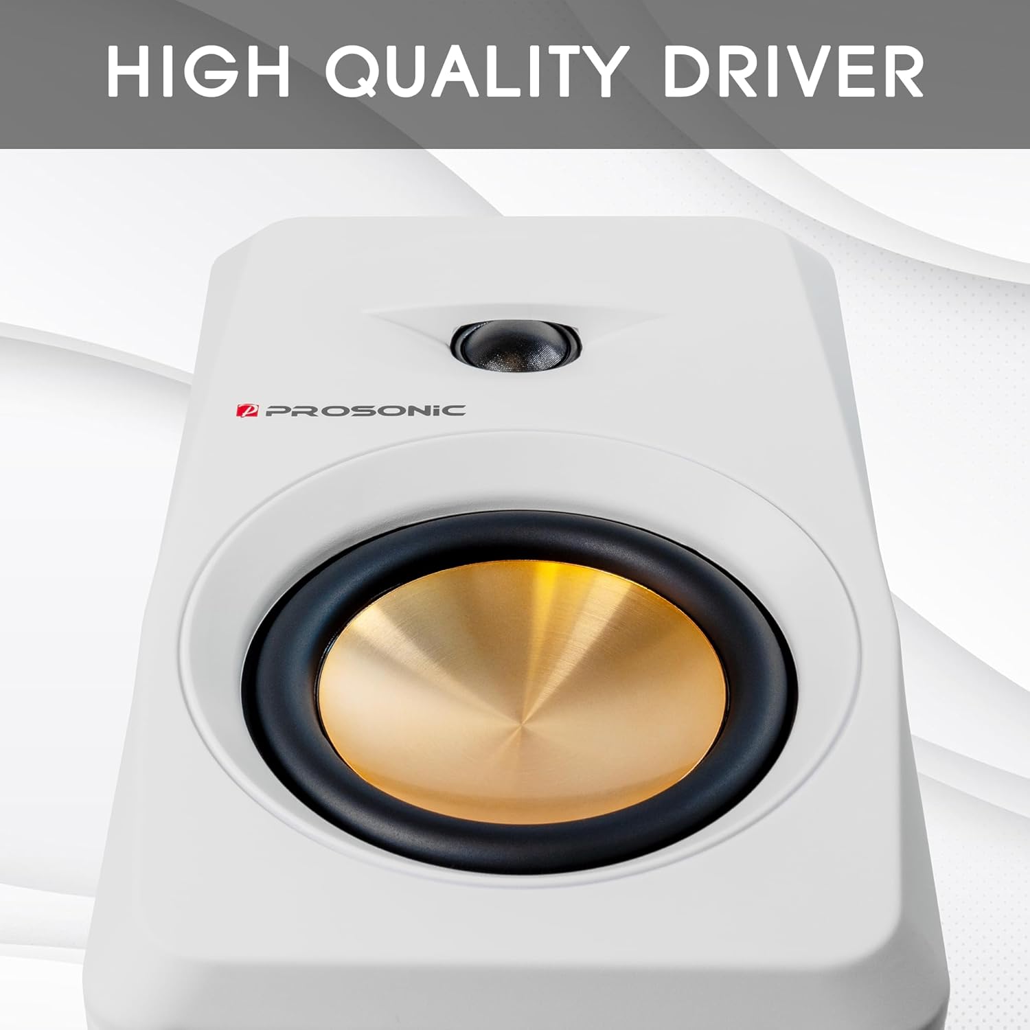Prosonic BT30 White Bookshelf Speakers - Active Bluetooth 5.3 Powered Studio Monitors