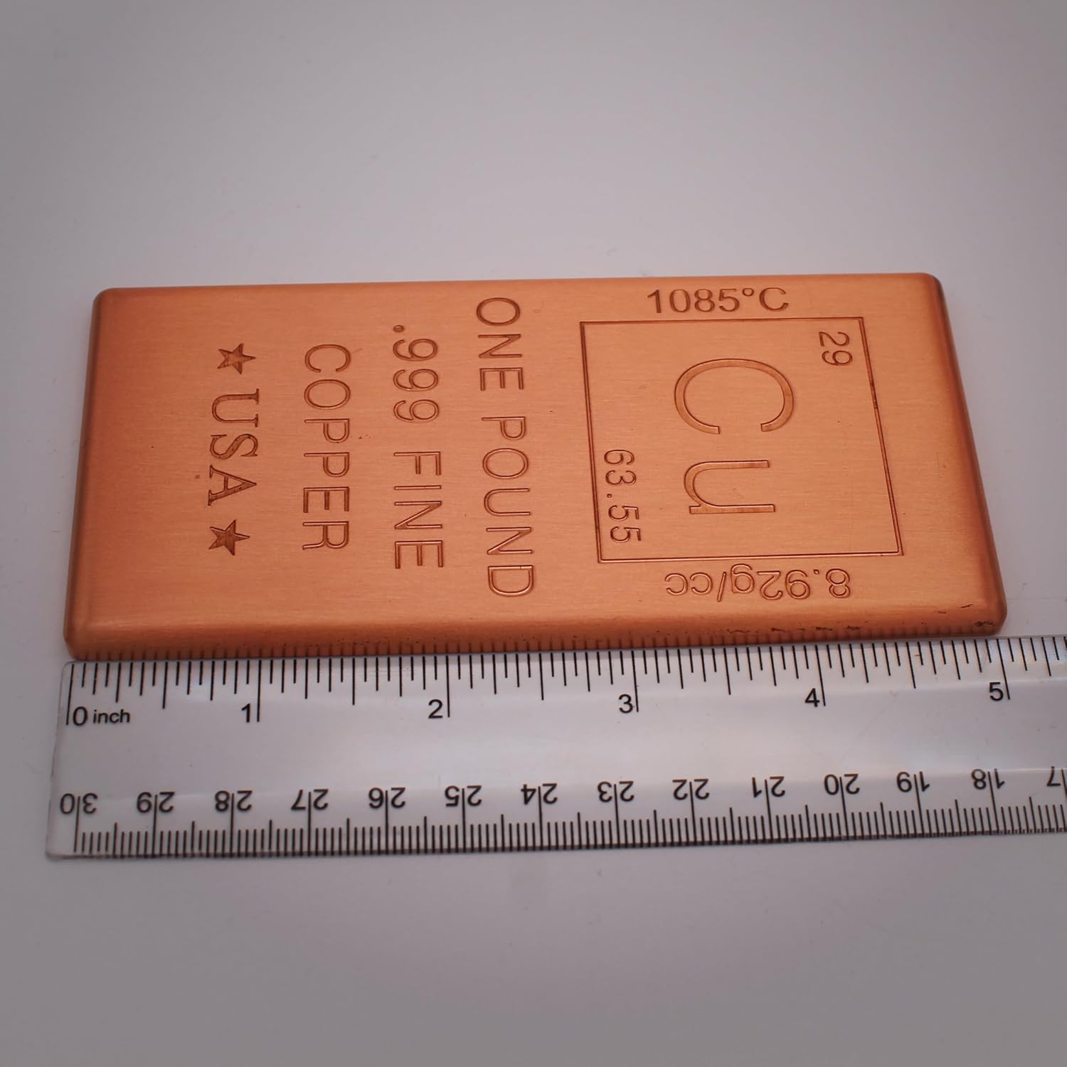 1 lb Copper Bar (Flat Style) .999 Pure Paperweight | Element Design with Certificate of Authenticity