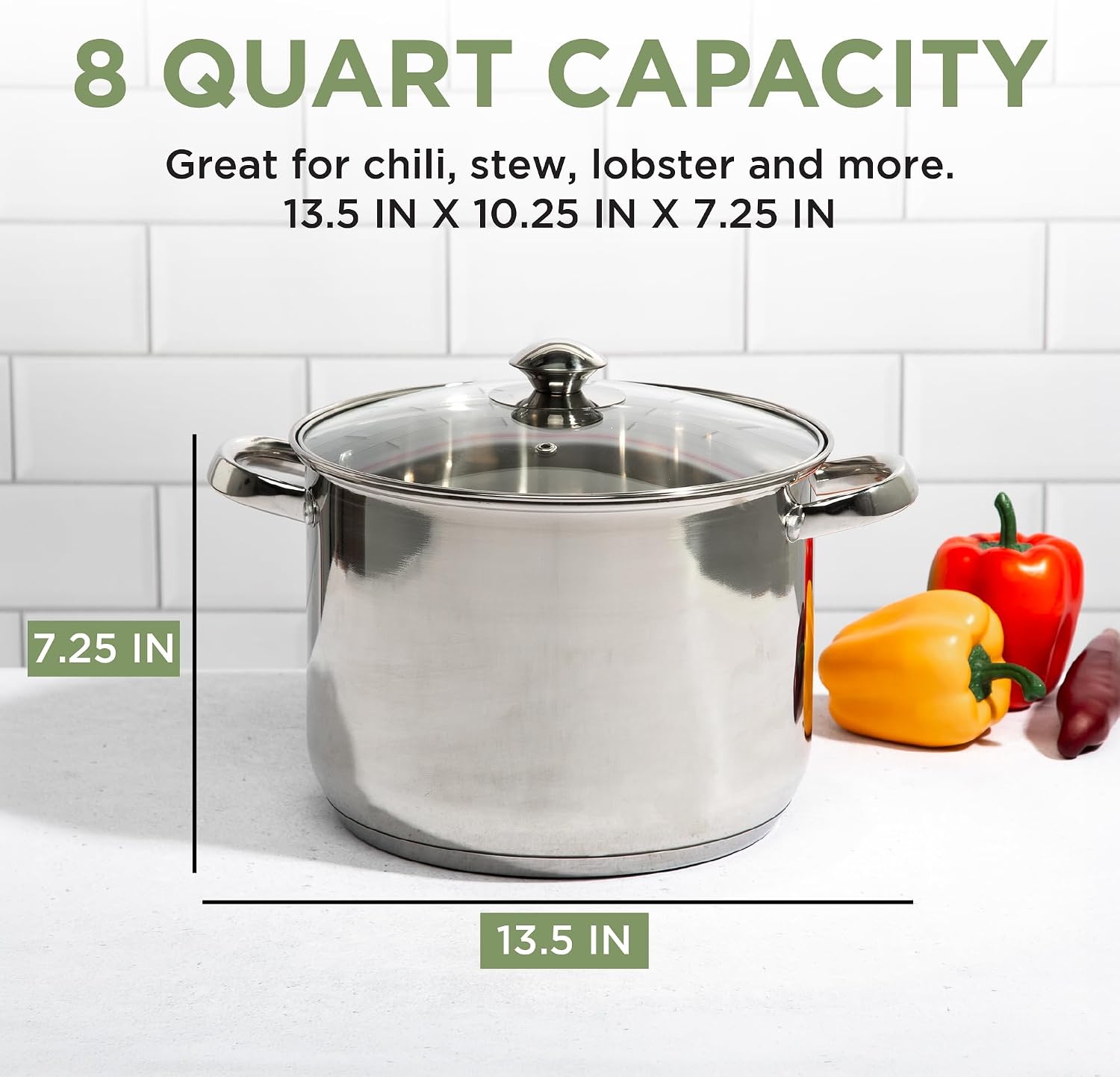 Ecolution Stainless Steel Sauce Pan, Encapsulated Induction Ready Cooking Pot with Glass Lid, Oven Safe, Dishwasher Safe Soup Pot, 2-Quart