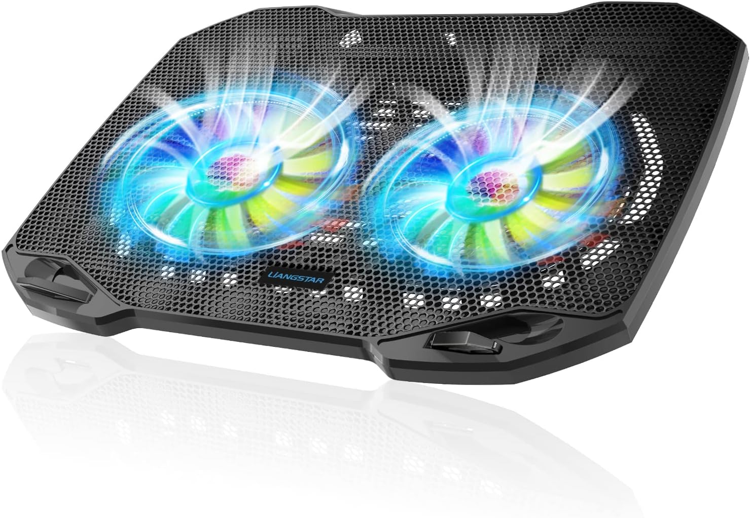 LIANGSTAR Laptop Cooling Pad, Gaming Laptop Cooler with 2 Quiet Big Fans, RGB 7 Color Light Change, Portable USB Laptop Stand 11 to 15.6 Inch