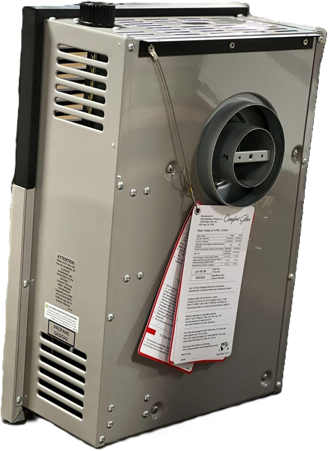Comfort Glow 11, 000 BTU Direct Vent Liquid Propane Gas Wall Heater, Medium, Gray | Electronic Ignition, Thermostat, Heat up to 350 sq ft Area