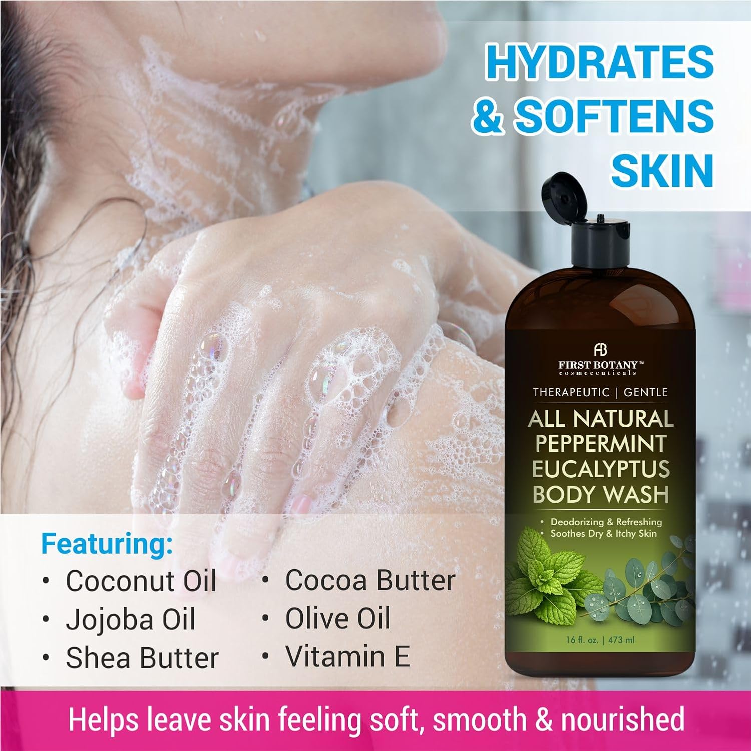 Tea Tree Eucalyptus Body Wash & Skin Cleanser for Women & Men, 16 Fl Oz