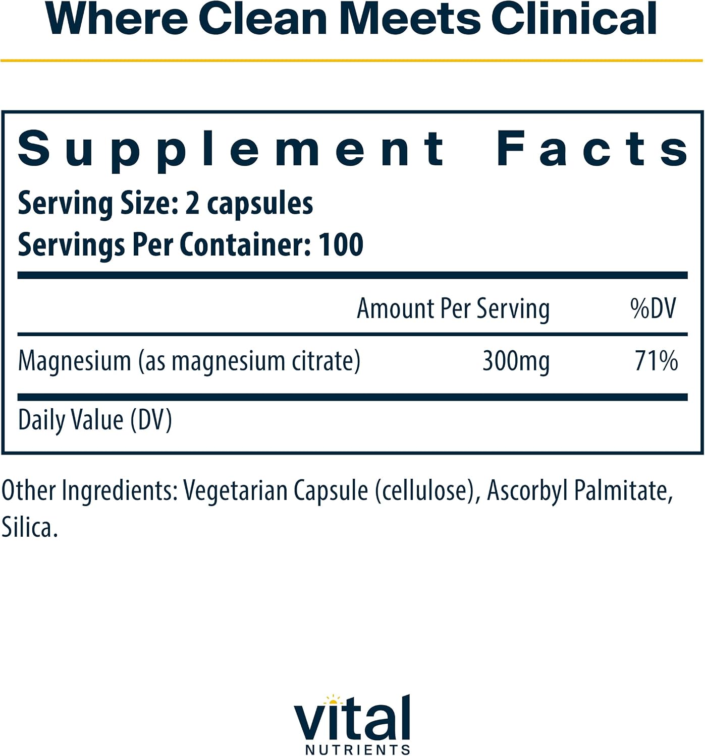 Vital Nutrients Magnesium Citrate 150mg - Promotes Relaxation - Supports Sleep, Bone, Heart, Muscle, Kidney, & Nerve Health* - Vegan Supplement - Gluten, Dairy, Soy Free - 100 Capsules