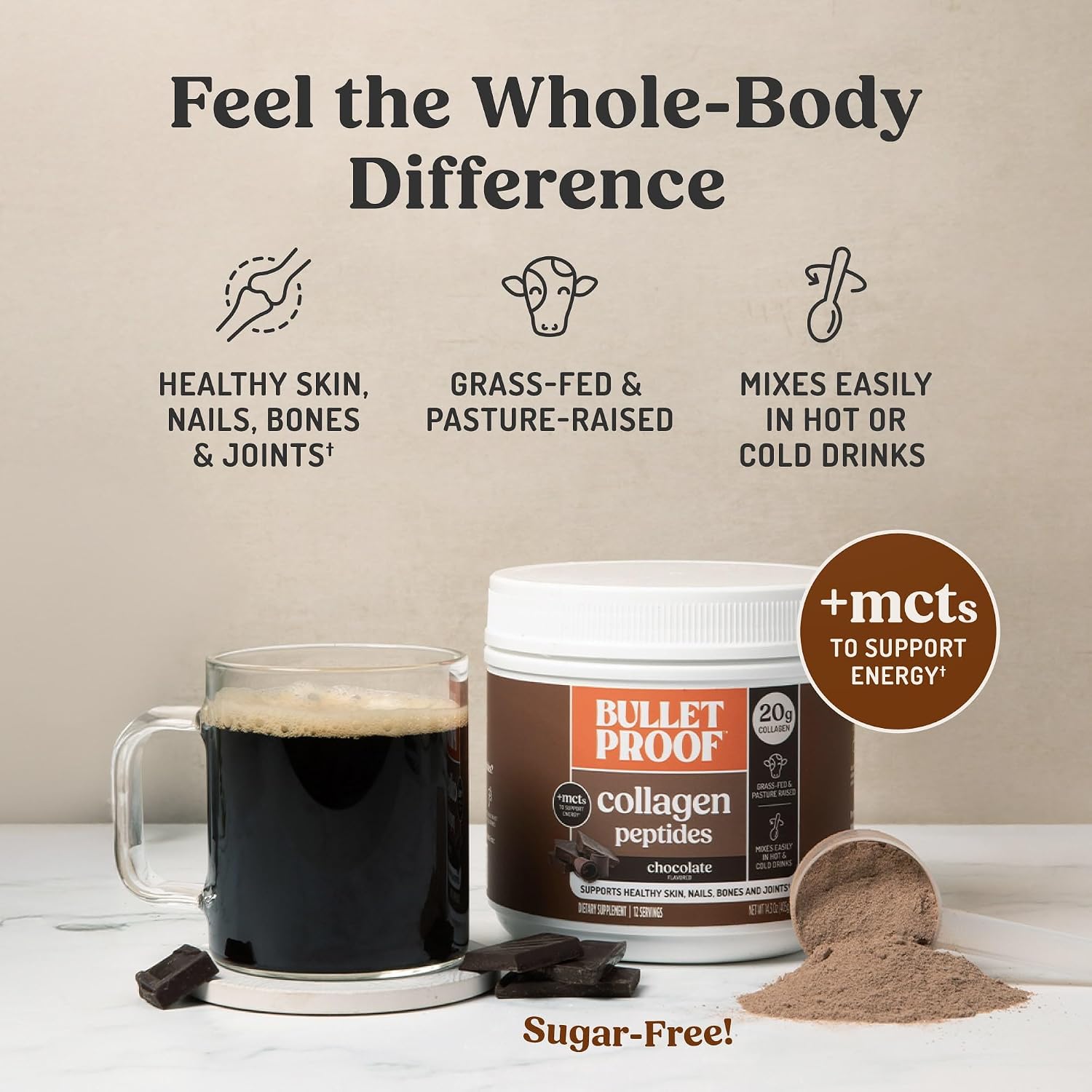 Bulletproof Unflavored Collagen Peptides Protein Powder, 17.6 oz | 20g Grass-Fed Pasture-Raised Collagen Protein and Amino Acids for Skin, Bones and Joints
