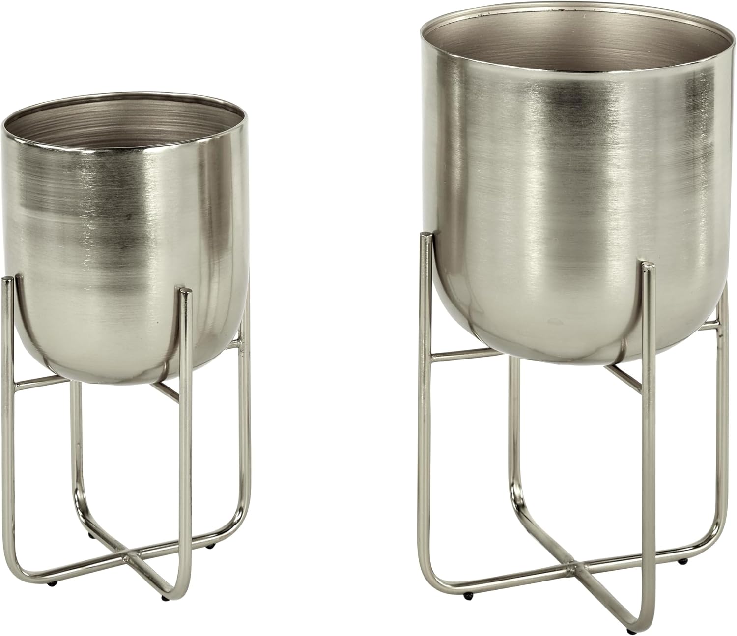 Deco 79 Metal Round Planter with Removable Stand, Set of 2 16", 13"H, Black