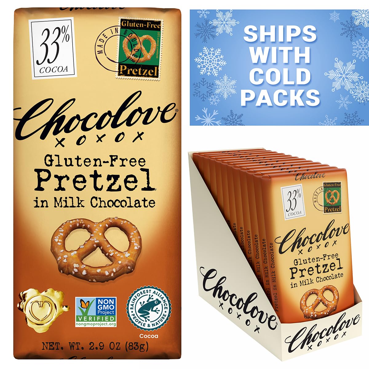 Chocolove Creamy Milk Chocolate Bars | 33% Cocoa | Crafted with Silky Premium Chocolate | Non-GMO, & Gluten-Free, 3.2 oz Bar (12 Pack)