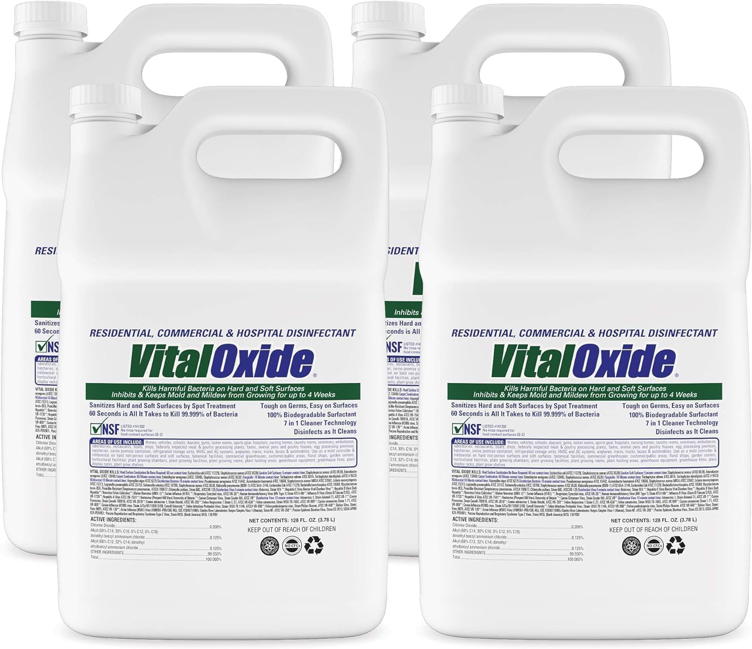 Vital Oxide Disinfectant, Deodorizer, Cleaner, Food-Contact Sanitizer, Virucide – (EPA registration #82972-1) – Kills Mold & Mildew, Eliminates Odors -1 Gallon | EPA registration 82972-1, disinfectant, deodorizer, cleaner, food-contact sanitizer and viru…