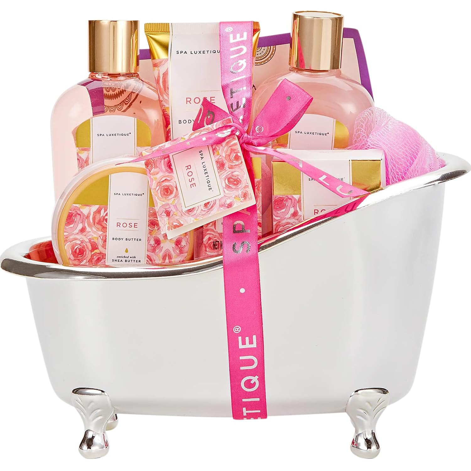 Self Care Gifts for Women, Spa Luxetique 8pcs Daisy Bath and Body Gift Baskets for Her, Bath Set with Bubble Bath, Lotion, Christmas Gifts for Mom