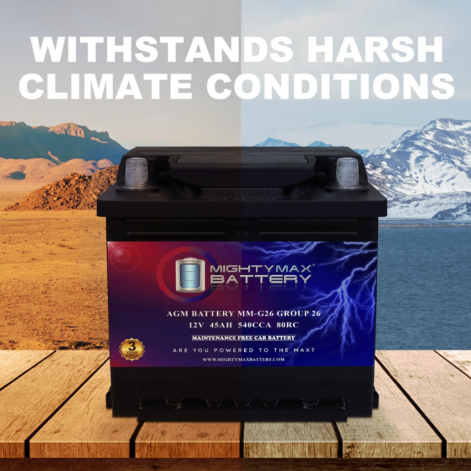Mighty Max Battery MM-H8 Start and Stop Car BCI Group 49 12V 95Ah, 160RC, 900 CCA Rechargeable AGM Car Battery