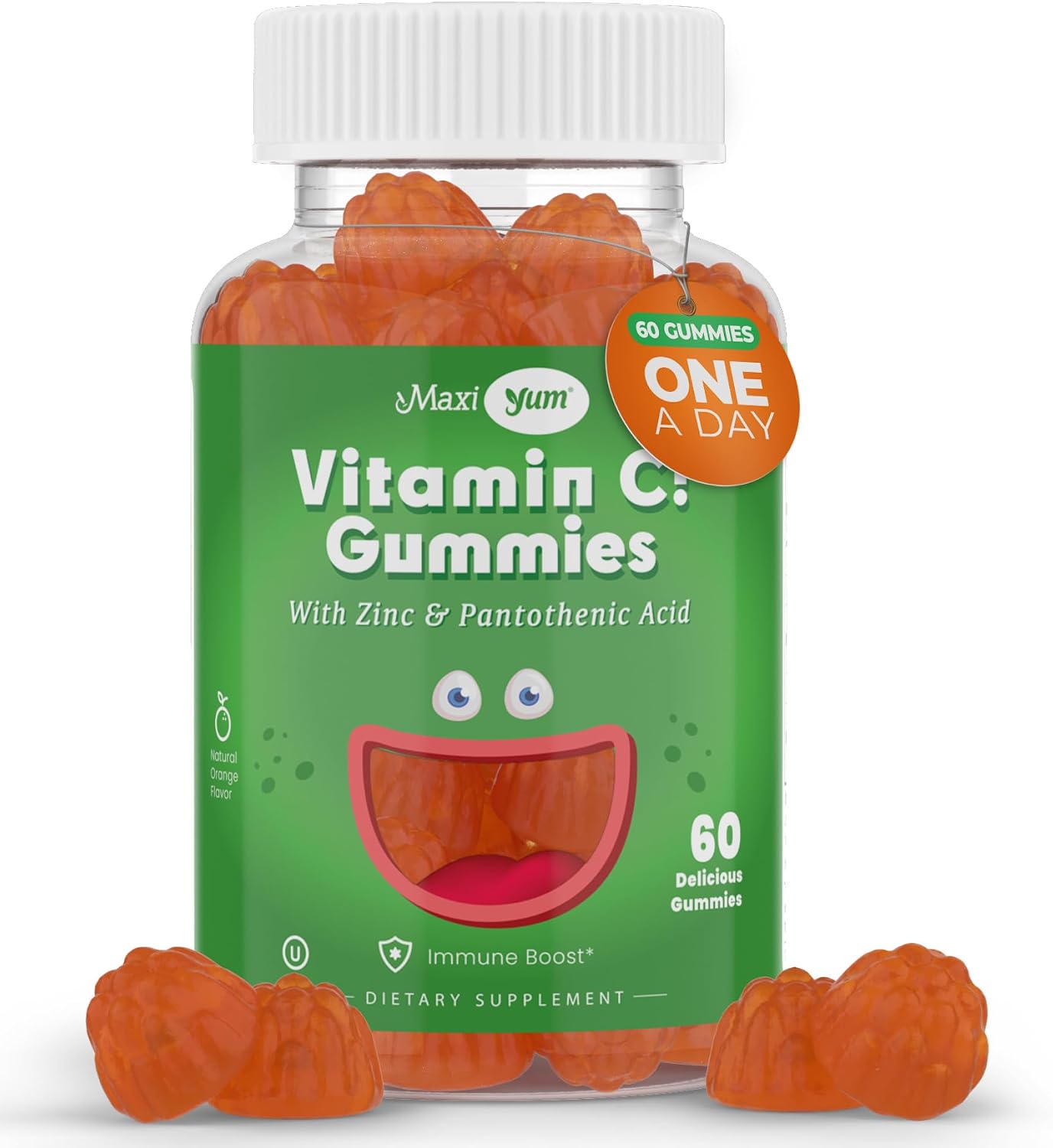 Maxi Health Vitamin C Gummies with Zinc – Vitamin C and Zinc Gummies for Kids & Adults – Immune Support + Respiratory Support – No Artificial