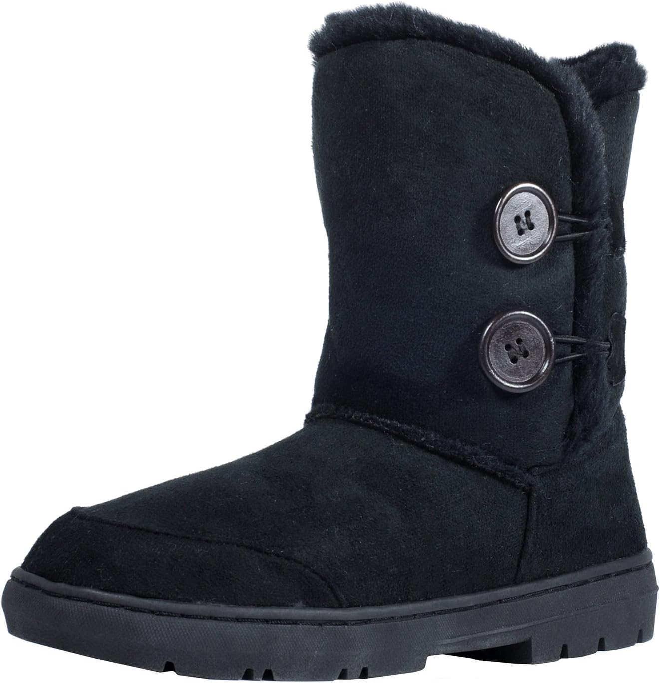 CLPP'LI Womens Twin Button Fully Fur Lined Winter Snow Boots