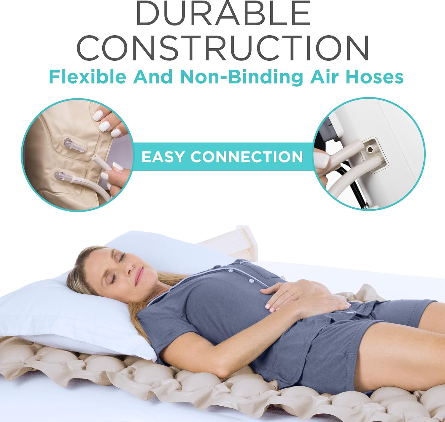Vive Alternating Air Pressure Mattress Pad - The Original Bed Sore Solution | Dr. Recommended Hospital Bed Topper for Bedridden Patients - Includes Waterproof, Breathable Ulcer Cushion & Quiet Pump