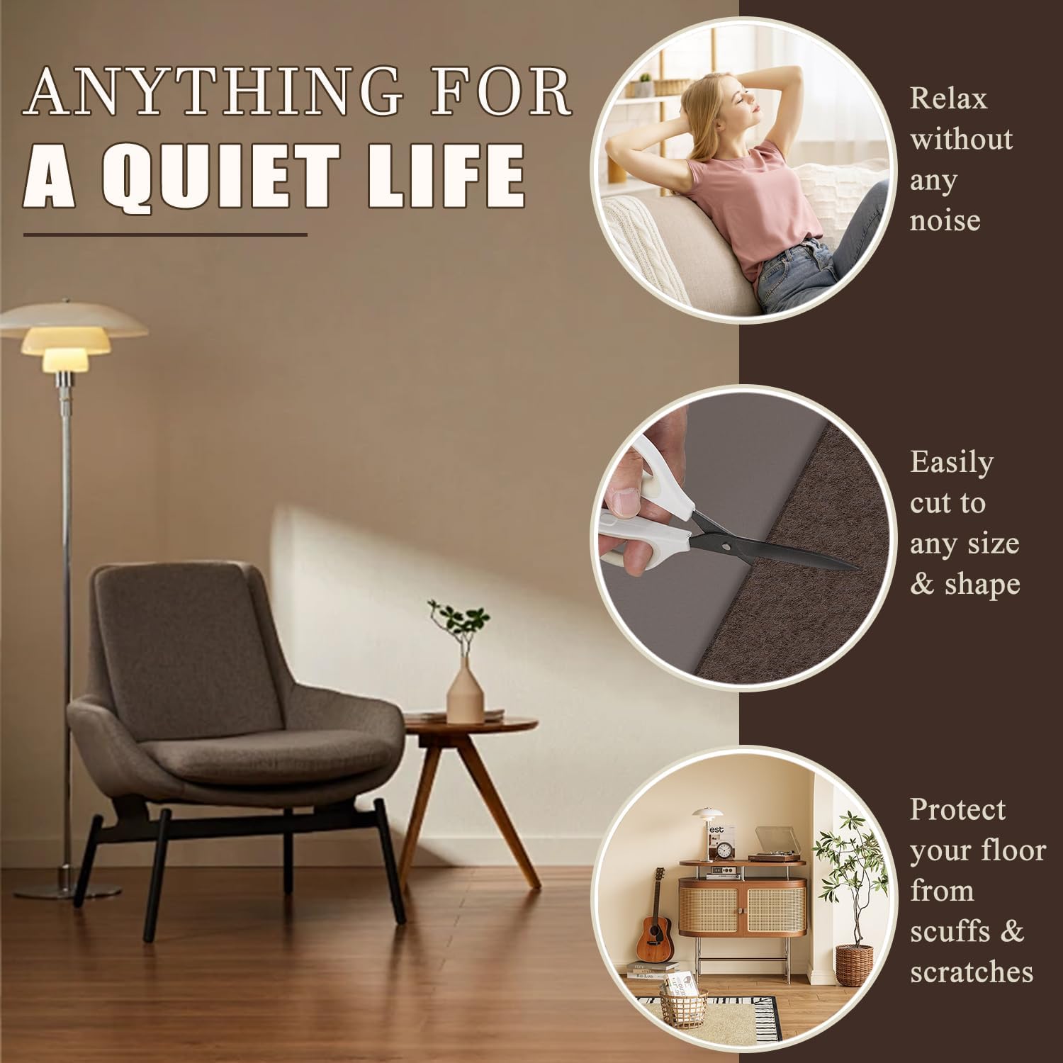 Yelanon Felt Furniture Pads 56 Pcs for Hardwood Floors Brown