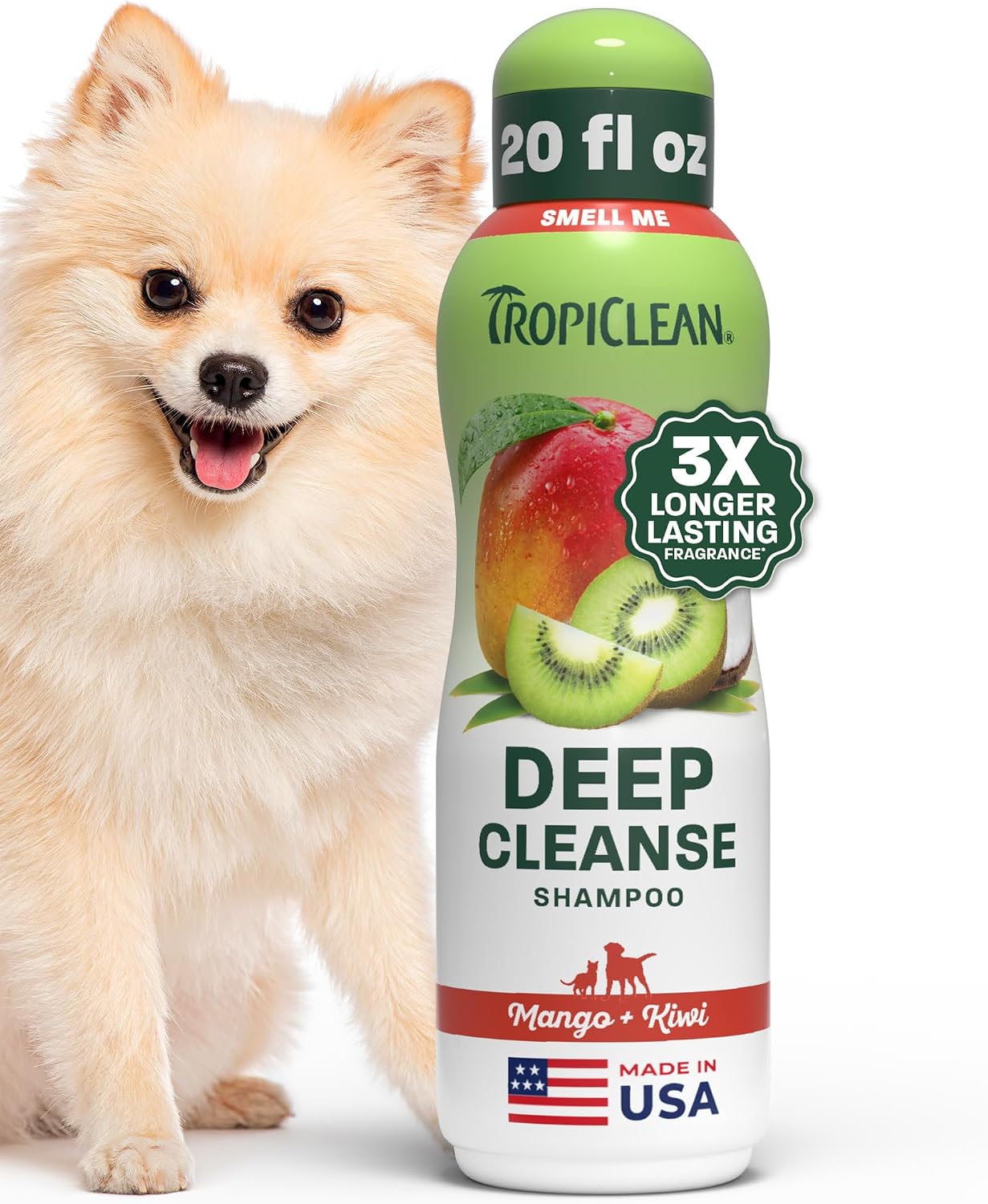 TropiClean Deodorizing Dog Shampoo for Smelly Pets, Long Lasting Odor Control, Puppy Safe, Made in the USA, Berry Scent, Cat Friendly, 20oz.