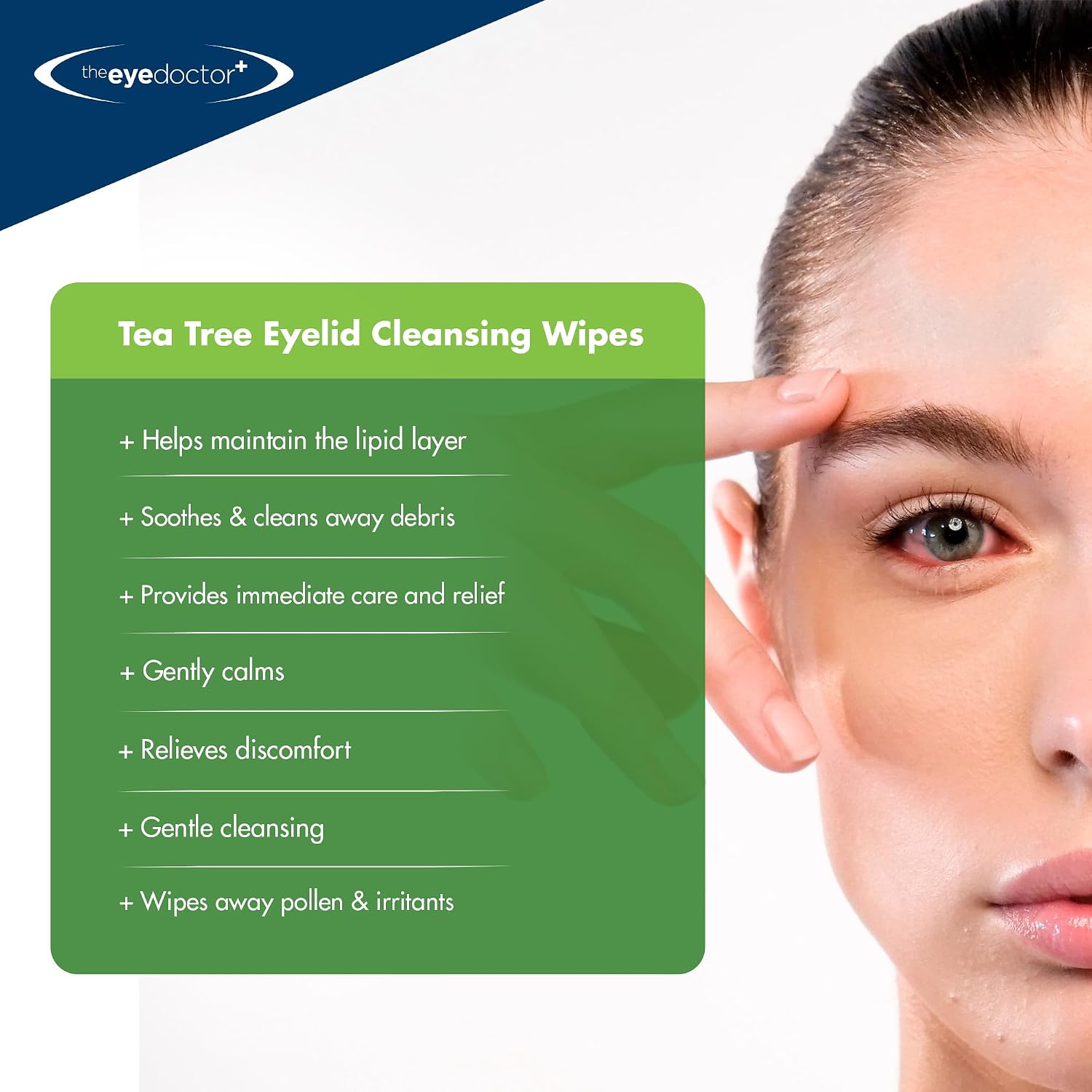 The Eye Doctor Tea Tree Oil Eyelid Wipes - 40 x Single Use Eye Cleaning Wipes for Daily Lid Care - Individual Preservative Free Sensitive Eye