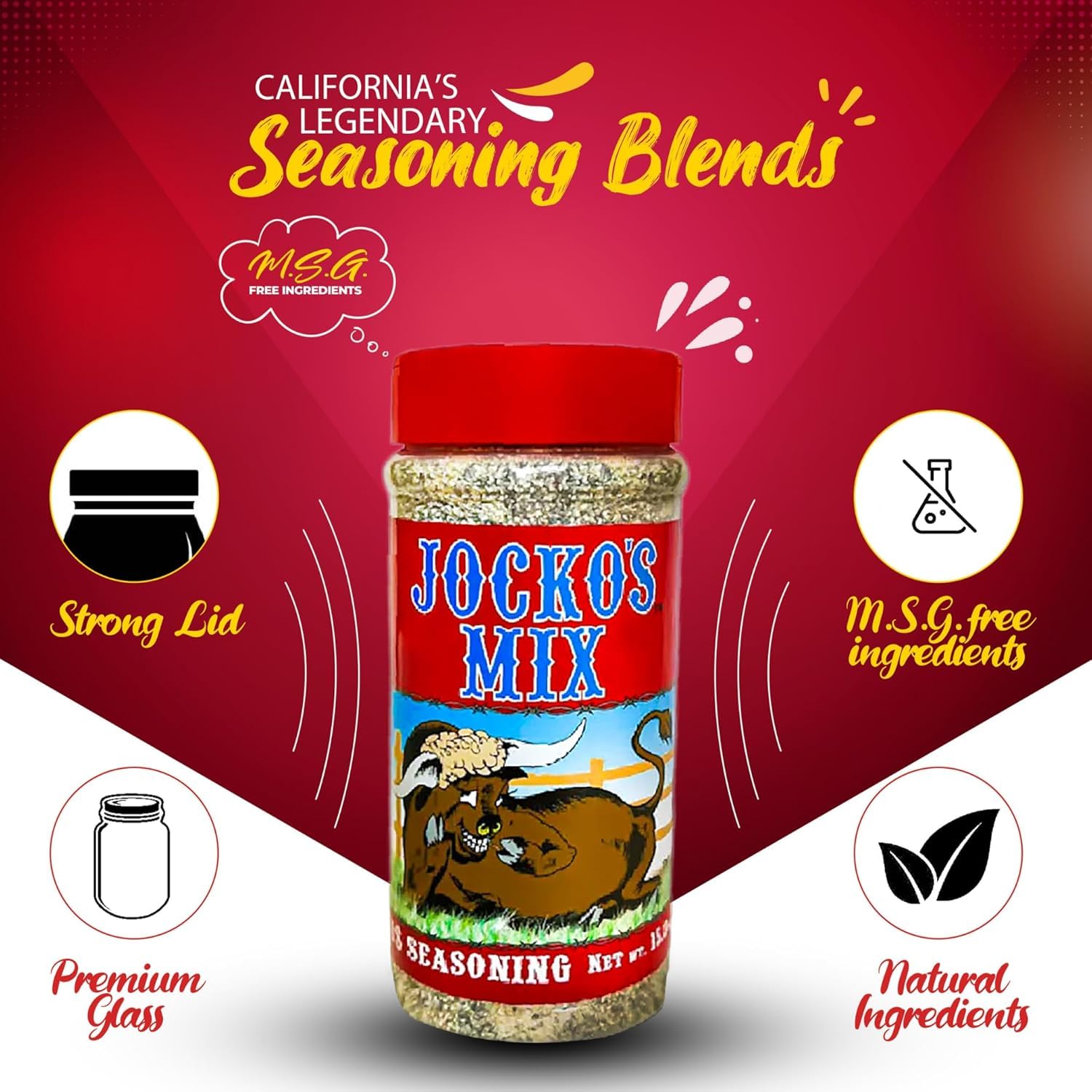 Jocko's Mix Santa Maria Style Seasoning - 15.3oz Bottle Of Tri-Tip, Steak, Pork, and Chicken Seasoning - Santa Maria California Grill - Jocko's Mix for Meat, Seafood Stew & Vegetables, Gluten Free