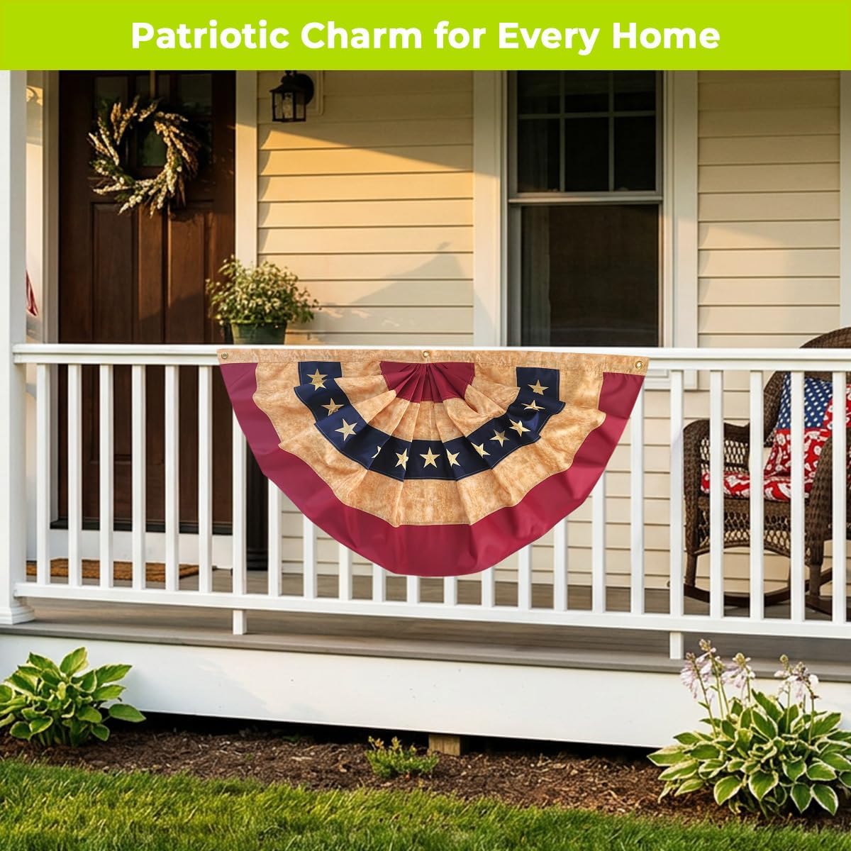 Briarwood Lane 4th of July Bunting 48" X 24 Tea Stained Patriotic For 4th of July Bunting