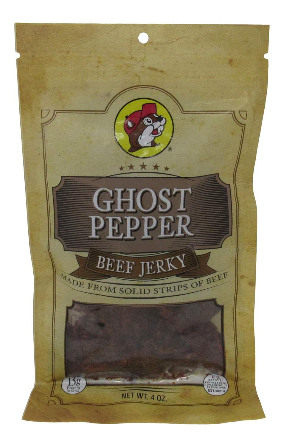 Buc-ee's Ghost Pepper Beef Jerky in a Resealable Bag, 4 Ounces