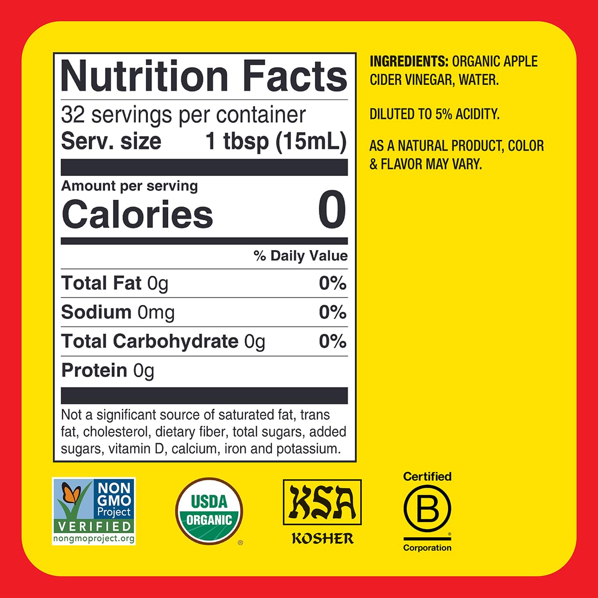 Bragg Organic Apple Cider Vinegar, Raw, Unfiltered, With The Mother, 128 oz