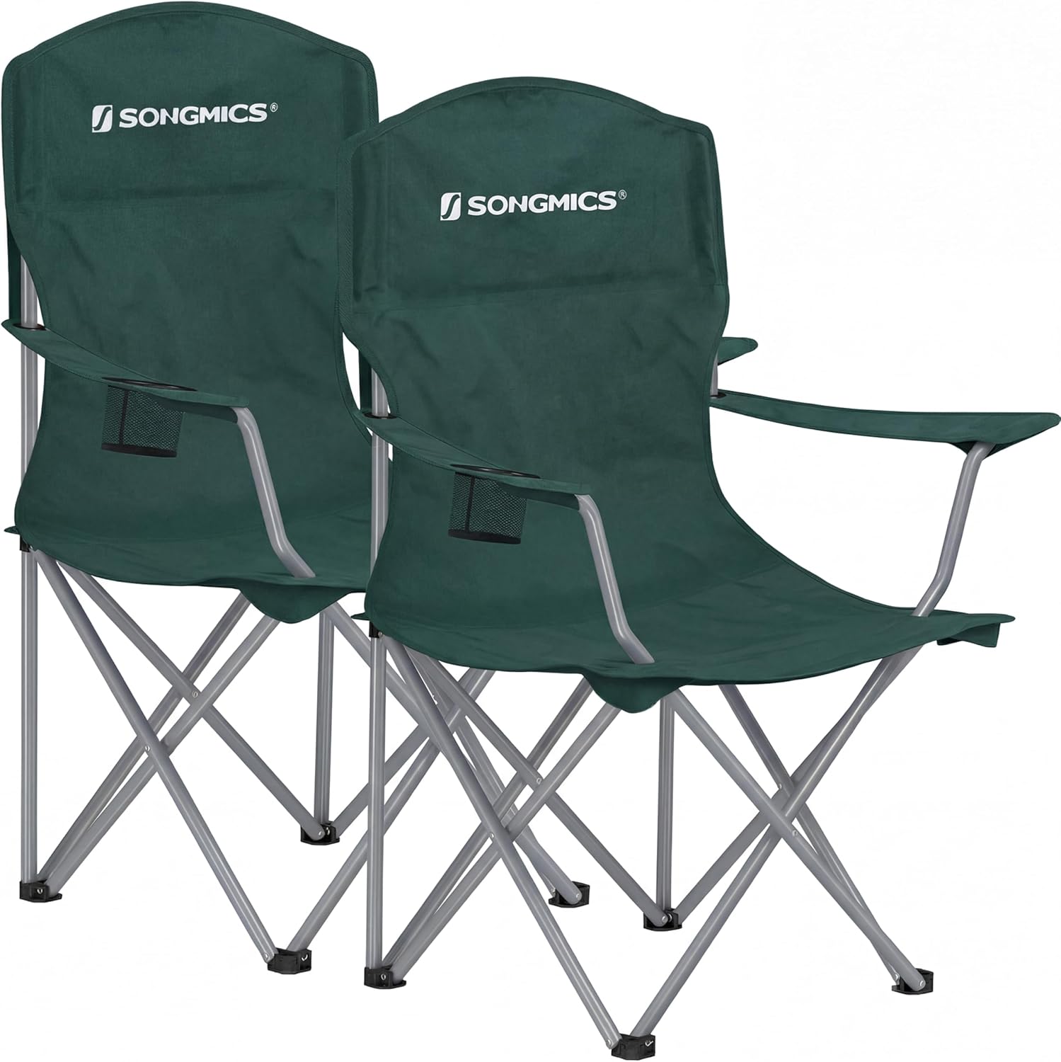SONGMICS Folding Camping Chair, 450 lb Capacity | Folding lawn chair with cup holder and heavy-duty design, Ink Black, UGCB066B01