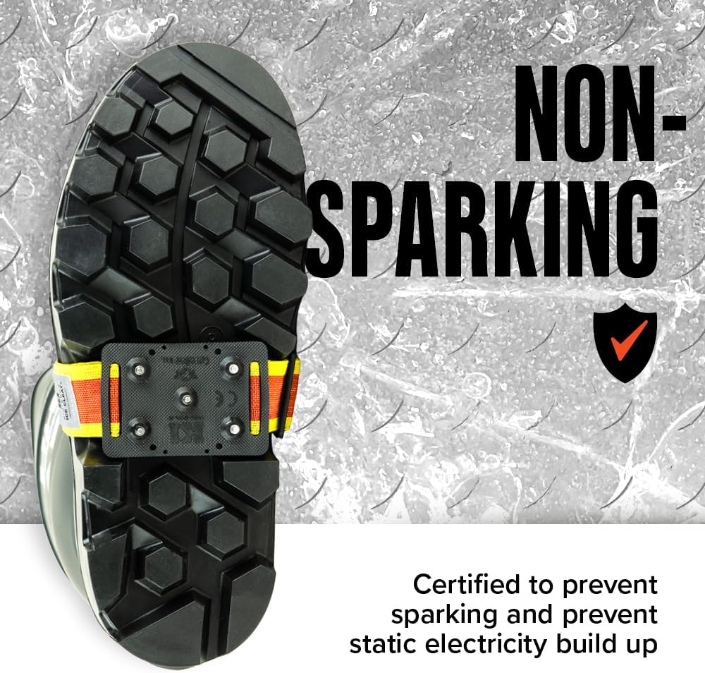 K1 Mid-Sole Ice Cleats for Men & Women - Rotatable Traction Aids For Winter Snow - Hi Vis - Low Profile