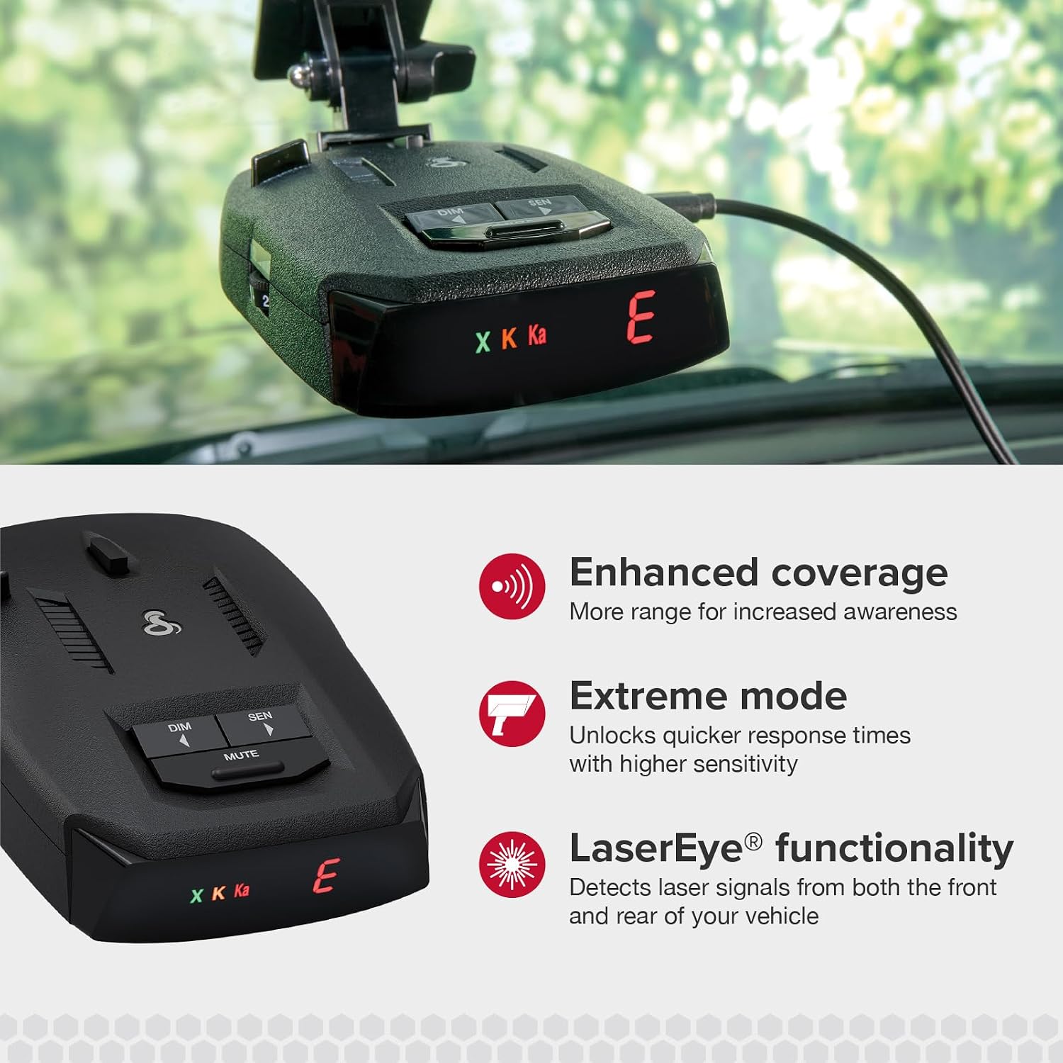Cobra RAD 480i Laser Radar Detector, Long Range Detection, Bluetooth, Black